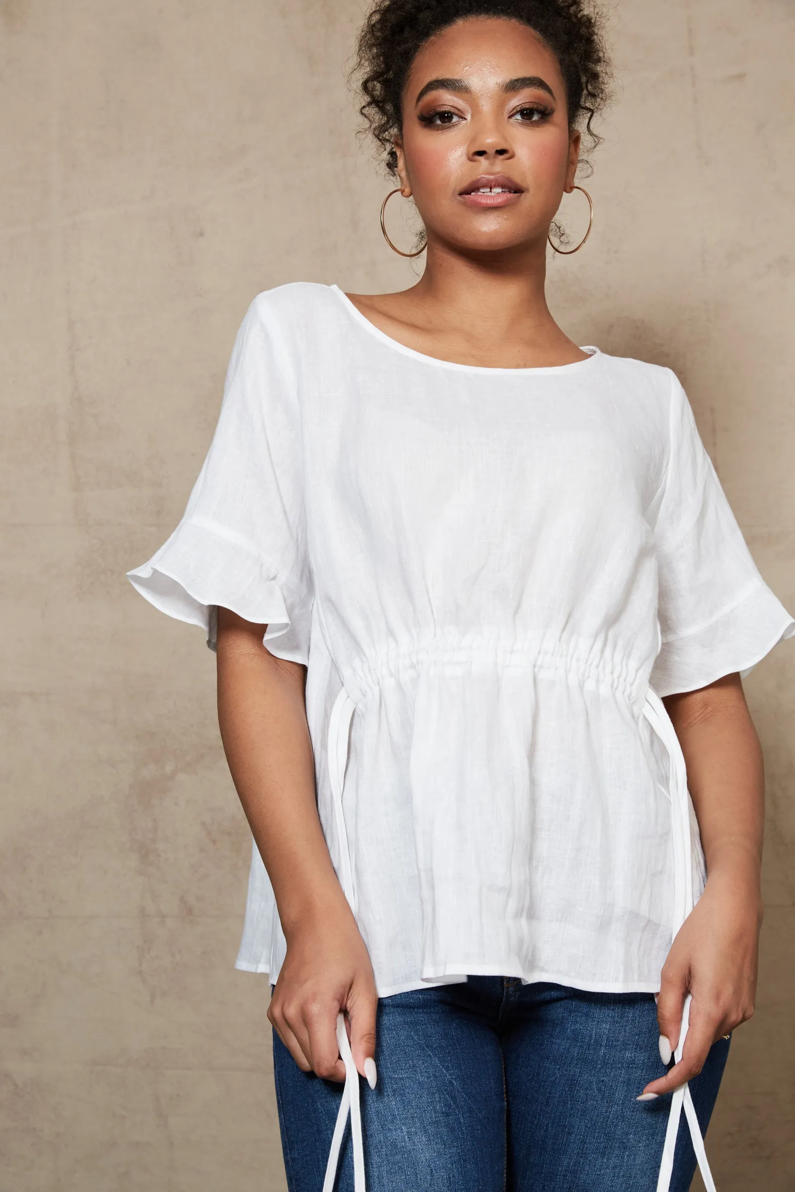 Eb & Ive Indica Ruched Top - White