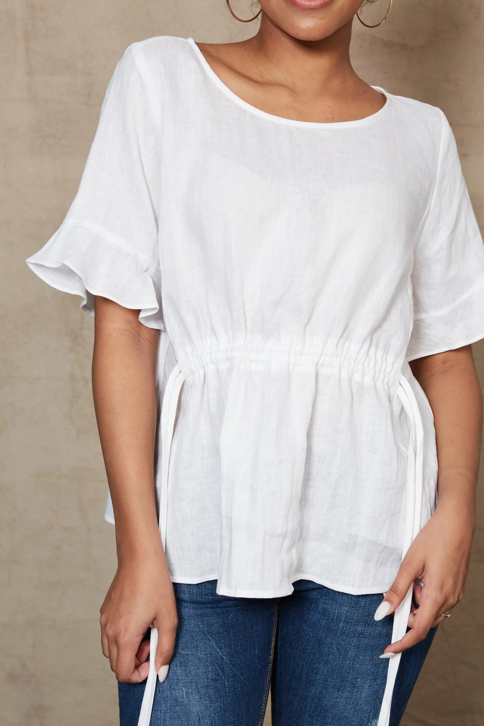 Eb & Ive Indica Ruched Top - White