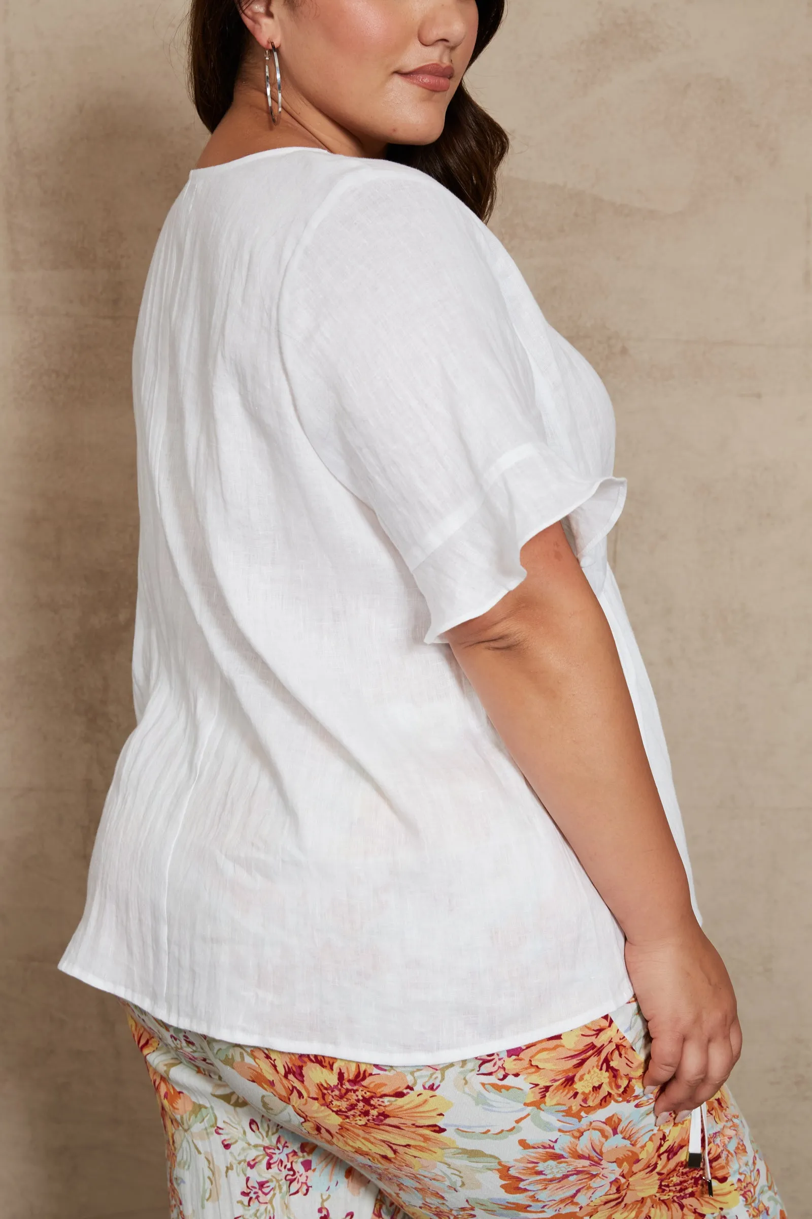 Eb & Ive Indica Ruched Top - White