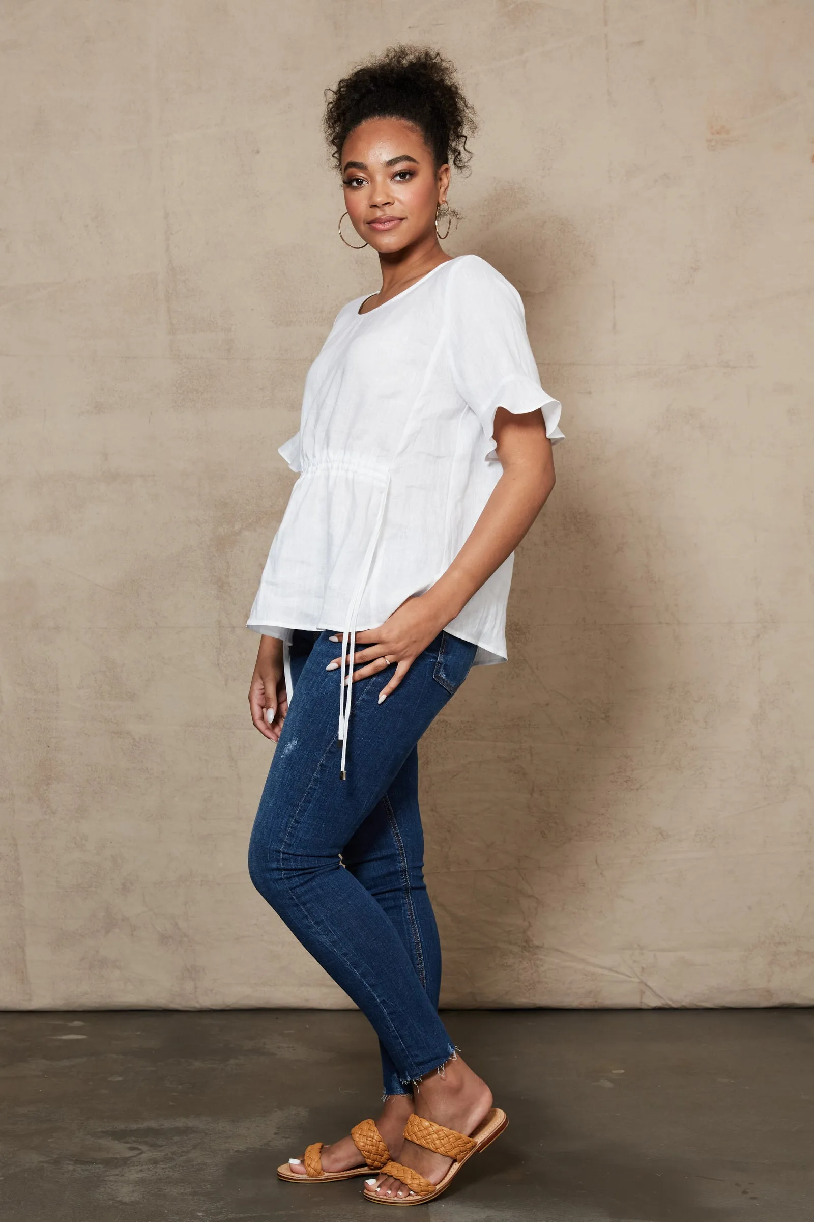 Eb & Ive Indica Ruched Top - White
