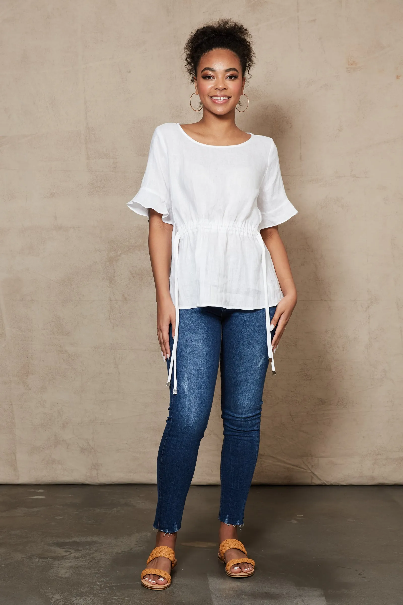 Eb & Ive Indica Ruched Top - White