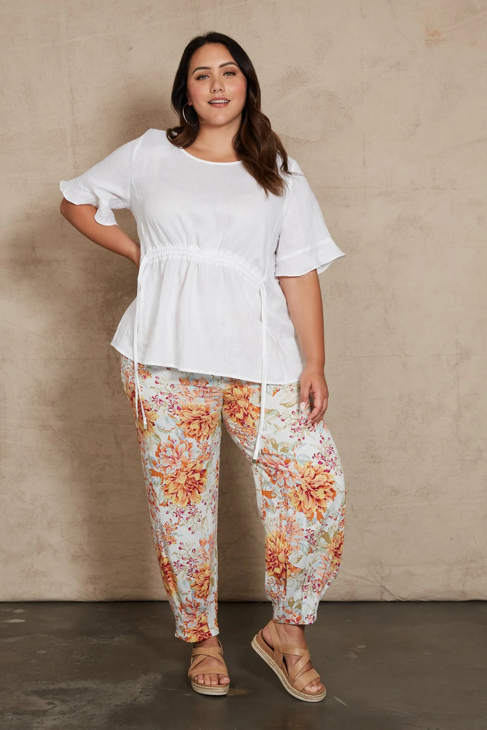 Eb & Ive Indica Ruched Top - White