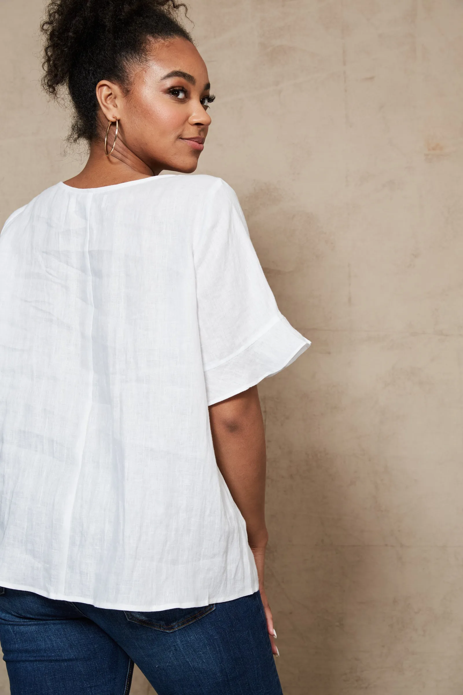 Eb & Ive Indica Ruched Top - White