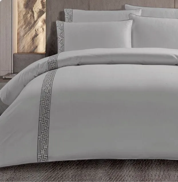 Egyptian Cotton 300 Thread Count Roberto Silver Duvet Cover Set