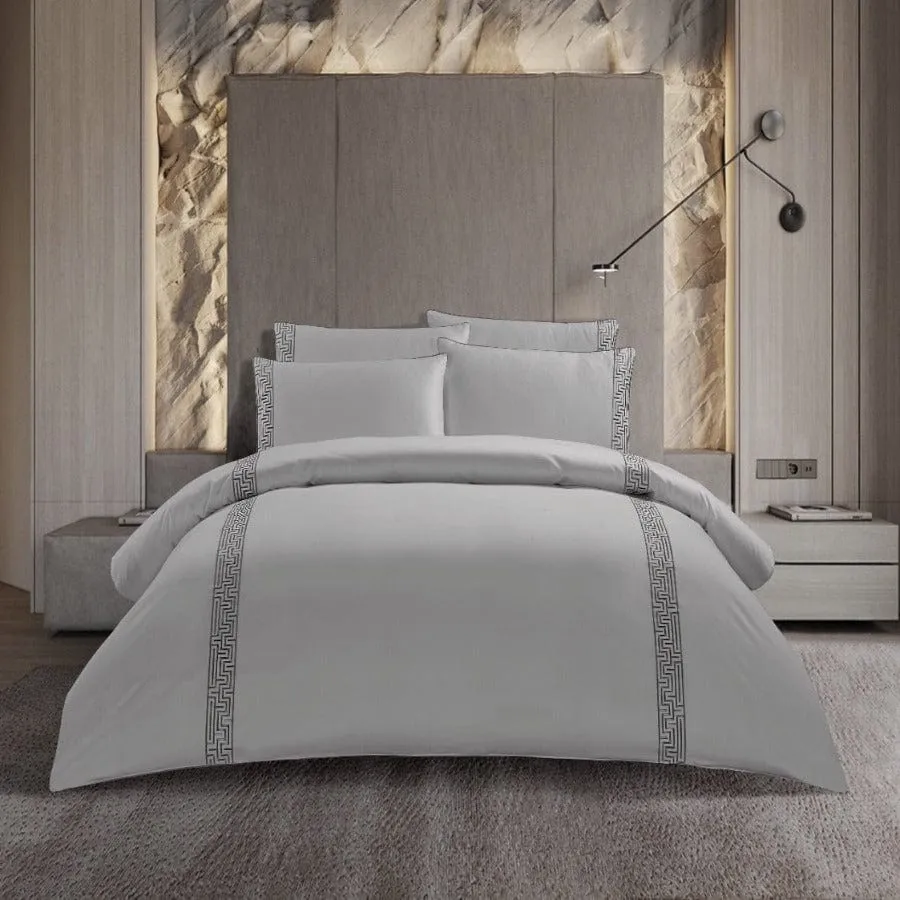 Egyptian Cotton 300 Thread Count Roberto Silver Duvet Cover Set