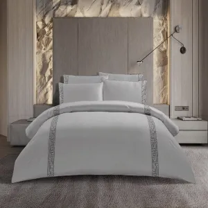 Egyptian Cotton 300 Thread Count Roberto Silver Duvet Cover Set