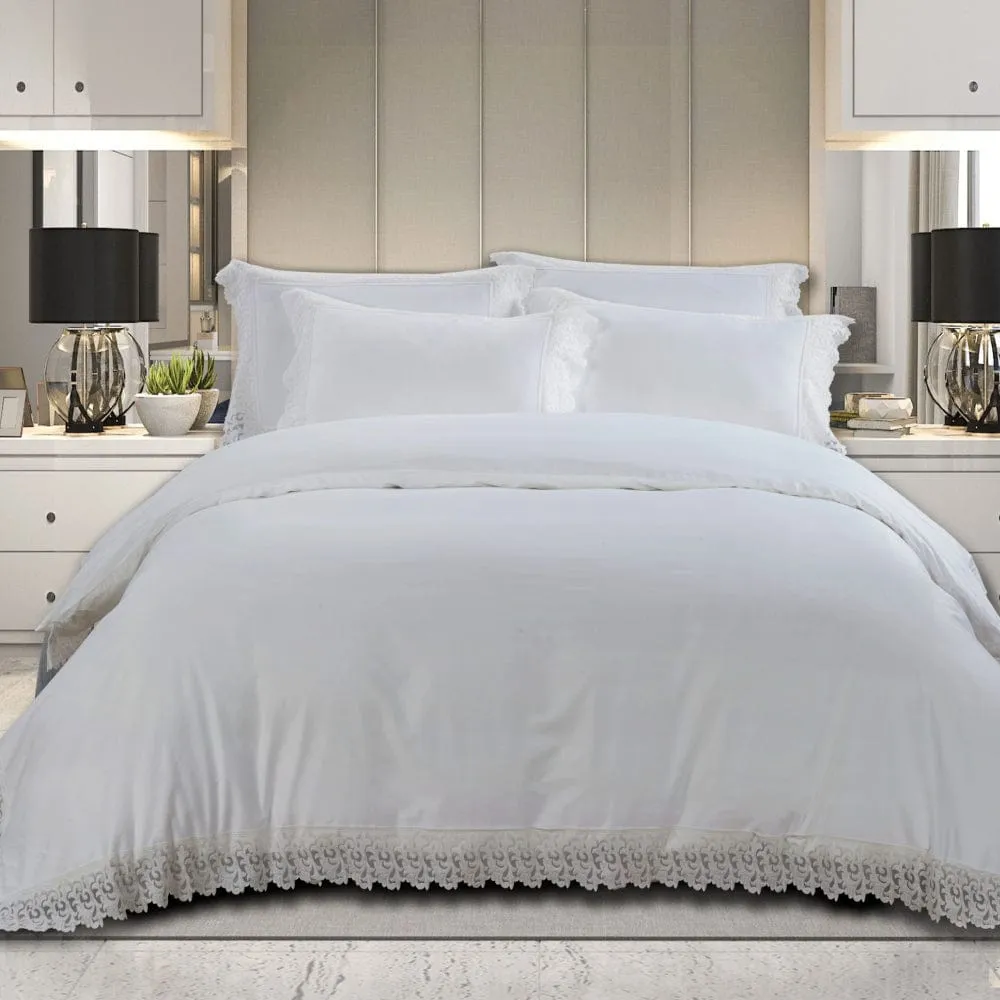 Egyptian Cotton 400 Thread Count Gisele White Duvet Cover Set