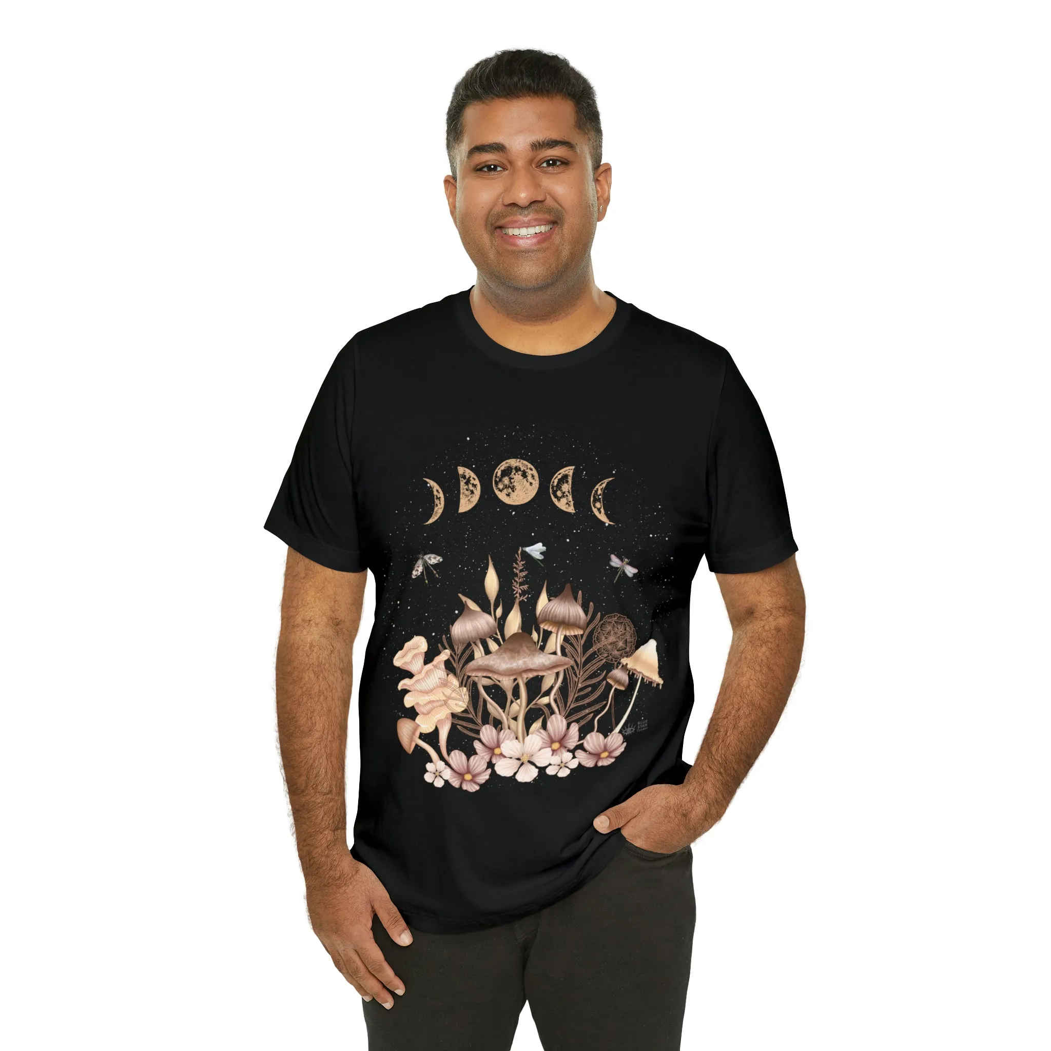 Elegant Mushrooms Black Tee, Witch Shirt, Unisex Jersey Short Sleeve Tee, Womens Bella Canvas T-Shirt, Wicca Clothing Clothes