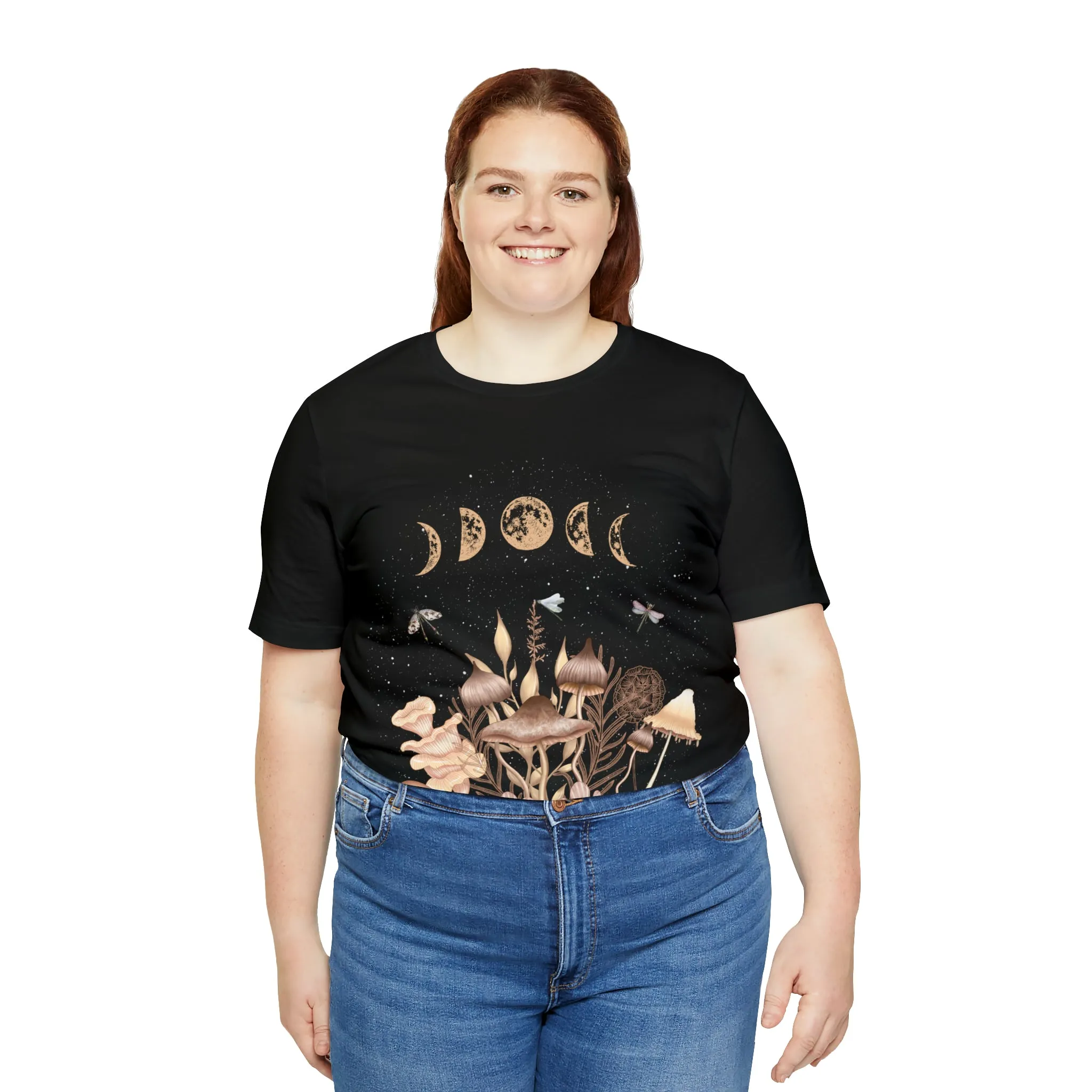 Elegant Mushrooms Black Tee, Witch Shirt, Unisex Jersey Short Sleeve Tee, Womens Bella Canvas T-Shirt, Wicca Clothing Clothes