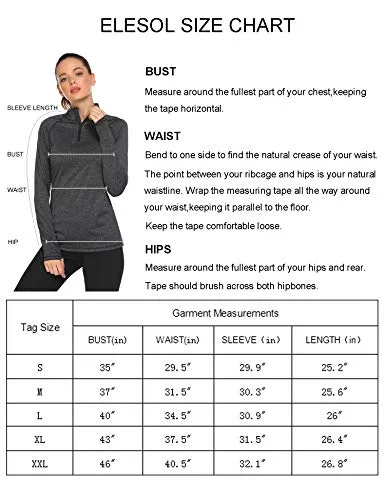 Elesol Women's Long Sleeve Workout Tee Running Gym Sports T-Shirt Fast Dry Red M