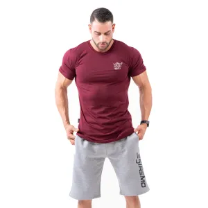 Estremo Fitness Flex-Knit Crew Neck Tees - Burgundy