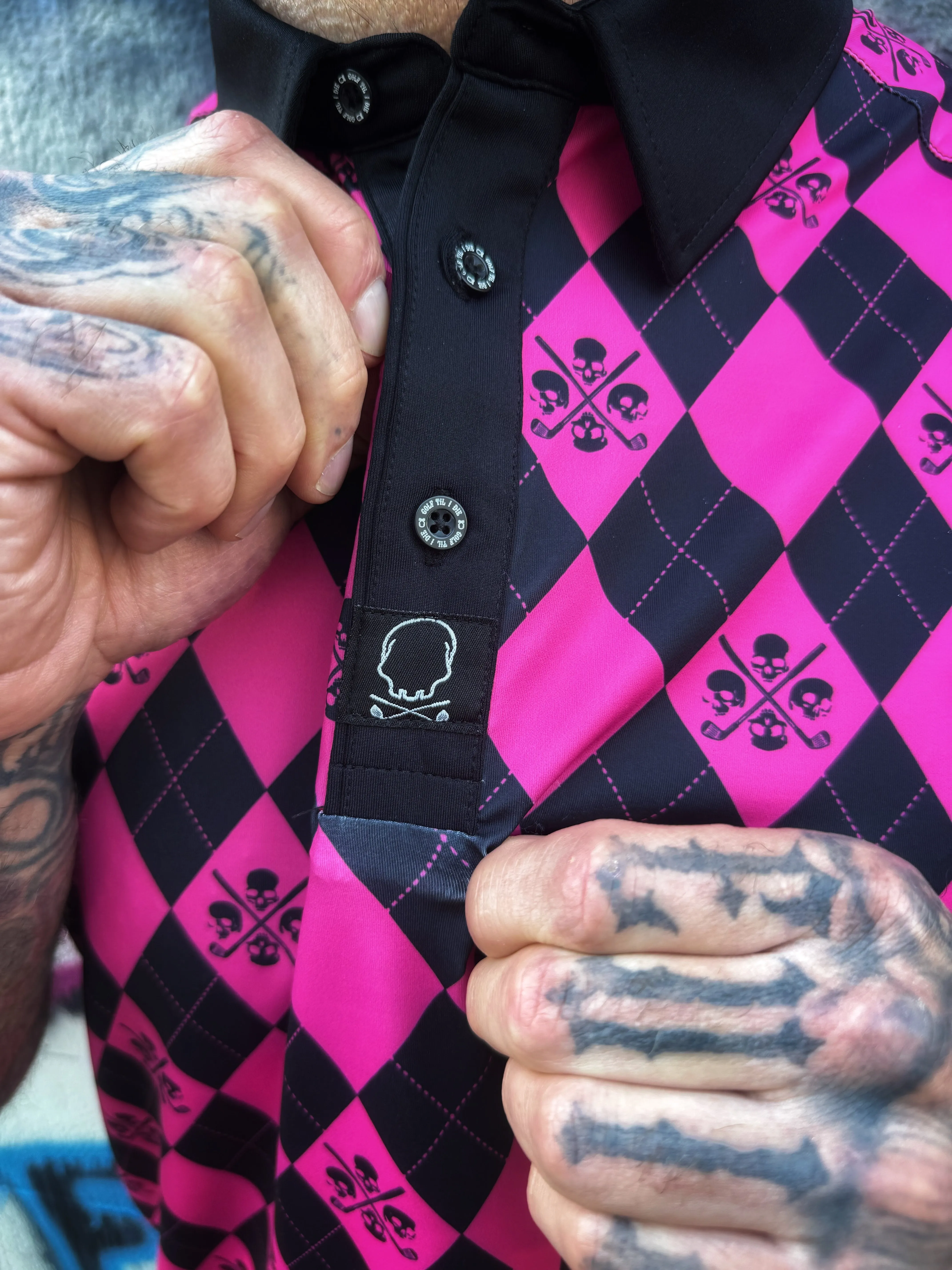 FLAMINGO DIAMOND SKULLS GOLF POLO