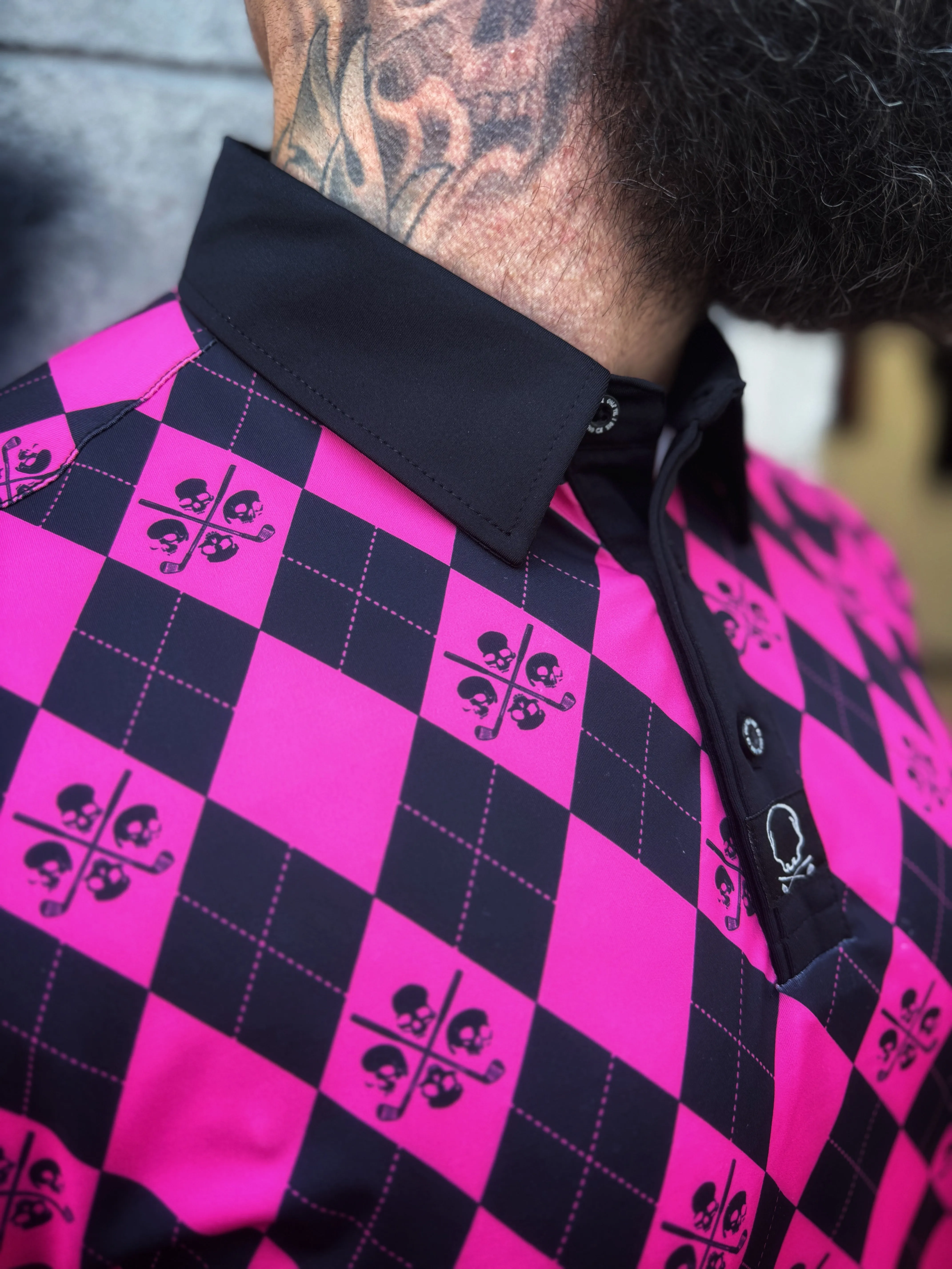 FLAMINGO DIAMOND SKULLS GOLF POLO