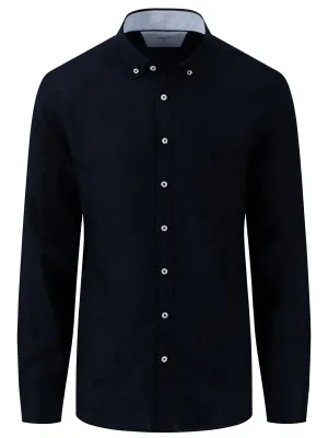 FYNCH HATTON Pure Linen Shirt - Men's – Navy