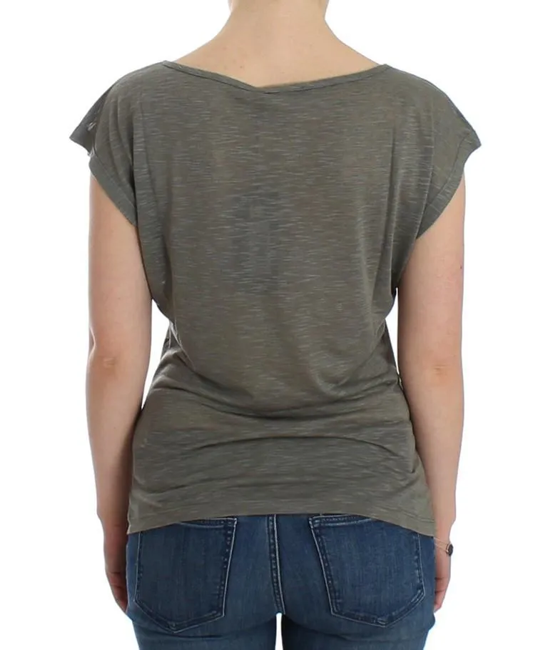 Gray print capsleeve t-shirt