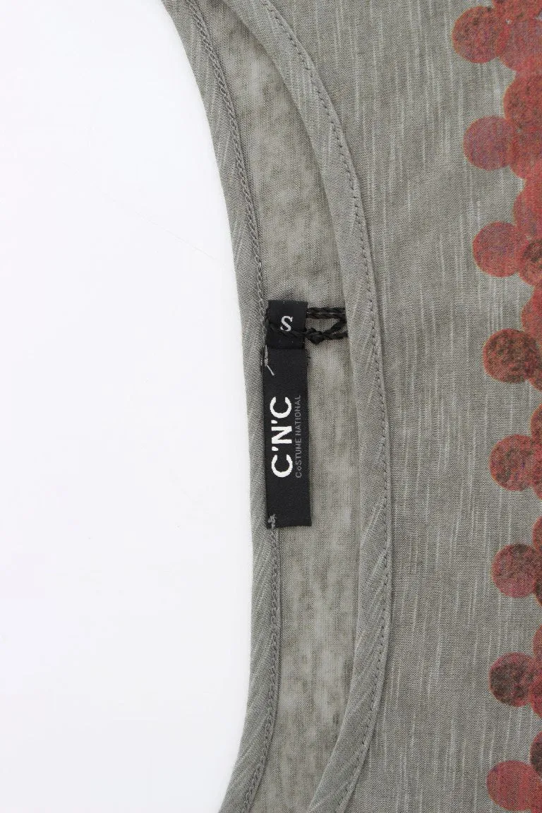 Gray print capsleeve t-shirt