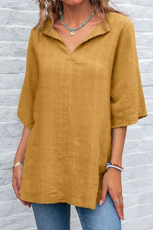 Half Sleeve Cotton & Linen T-shirt