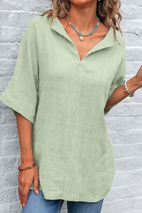 Half Sleeve Cotton & Linen T-shirt