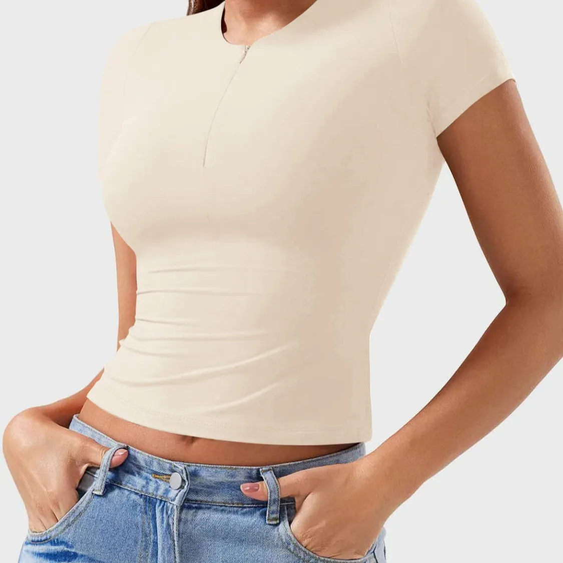 Half Zip Short Sleeve T-Shirt