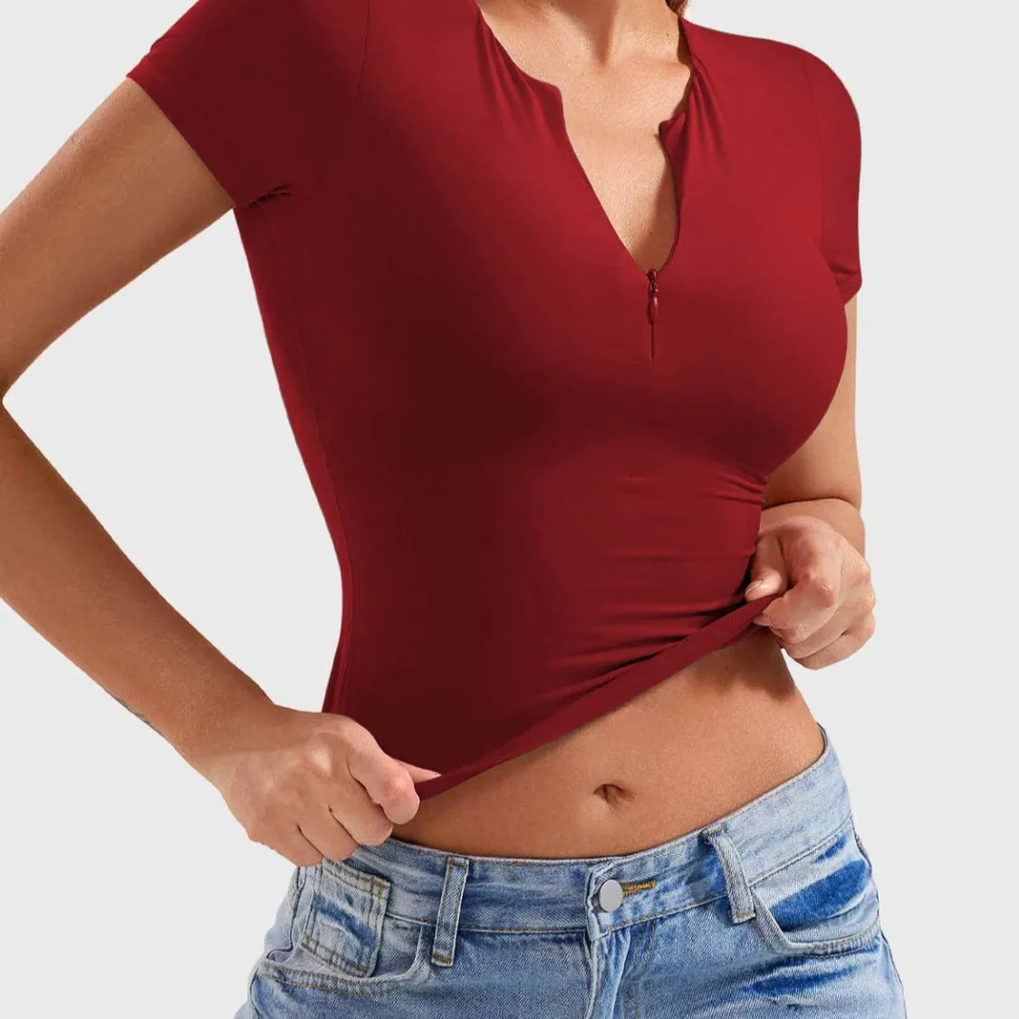 Half Zip Short Sleeve T-Shirt