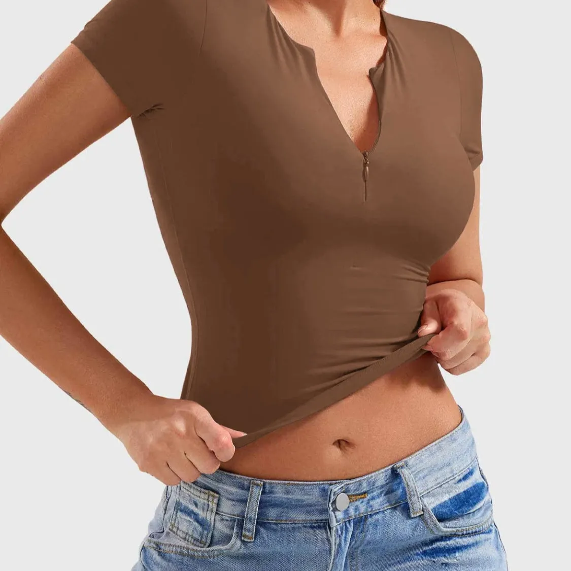 Half Zip Short Sleeve T-Shirt