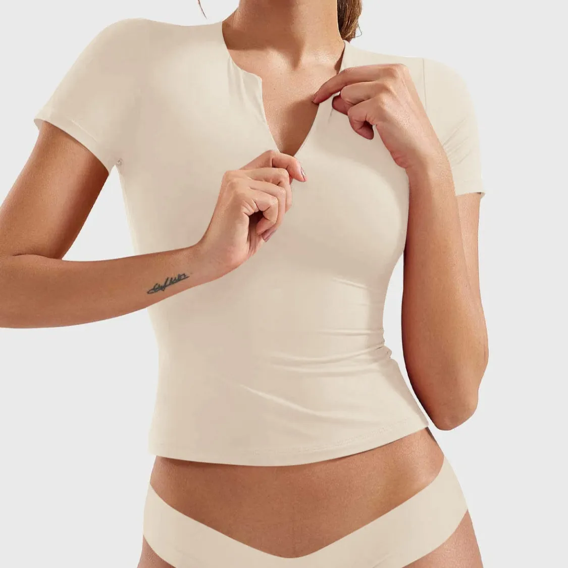 Half Zip Short Sleeve T-Shirt