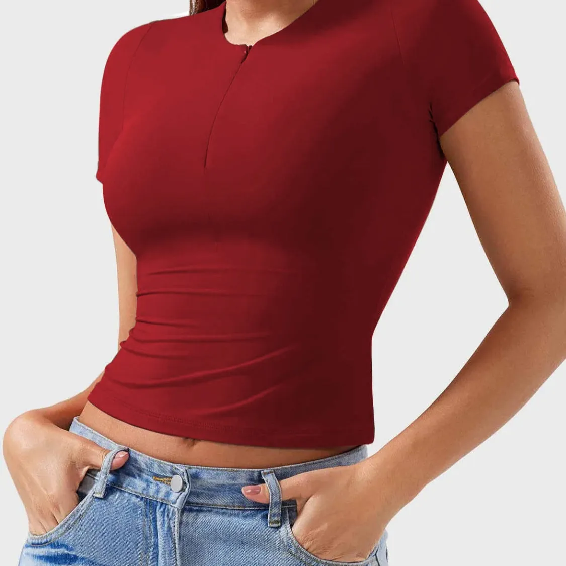 Half Zip Short Sleeve T-Shirt