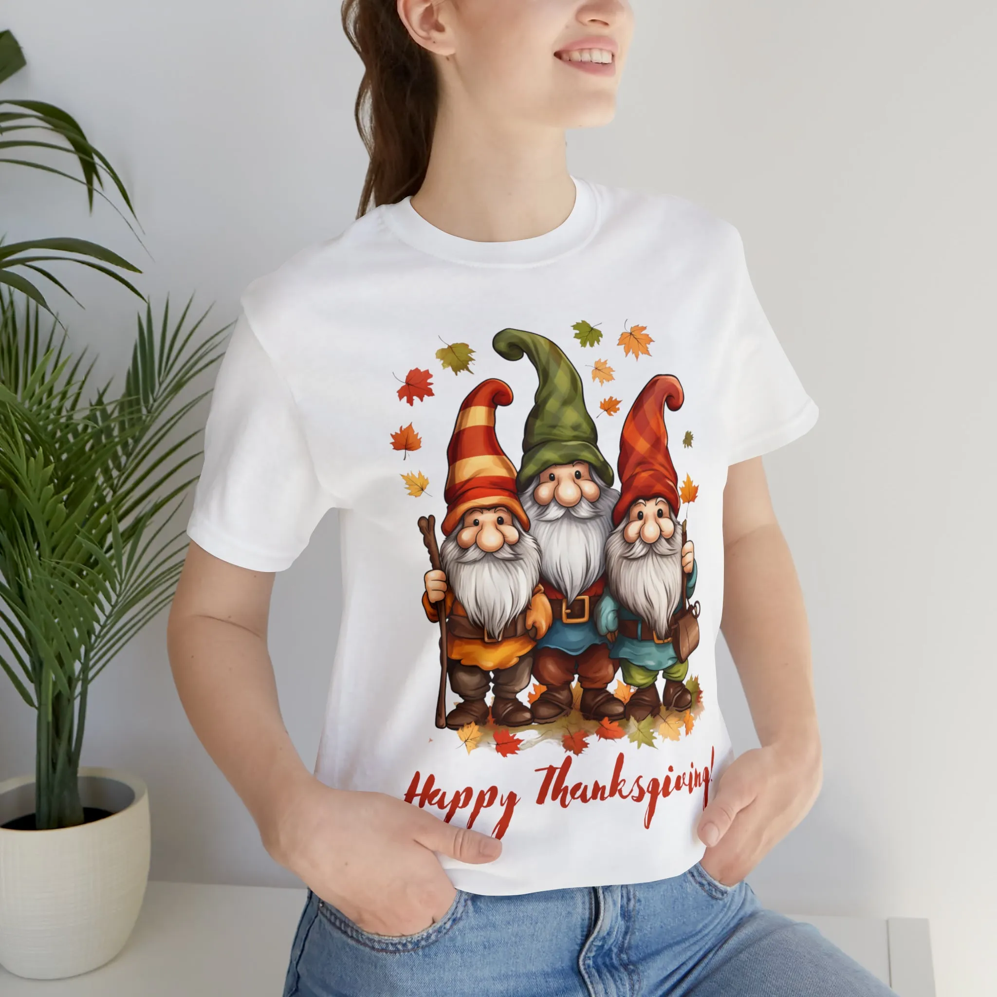 Happy Thanksgiving Gnomes T-Shirt | Fall Happy Gnomes Tee |  Bella Canvas 3001 Unisex |  Thanksgiving Season Short Sleeve Tshirt
