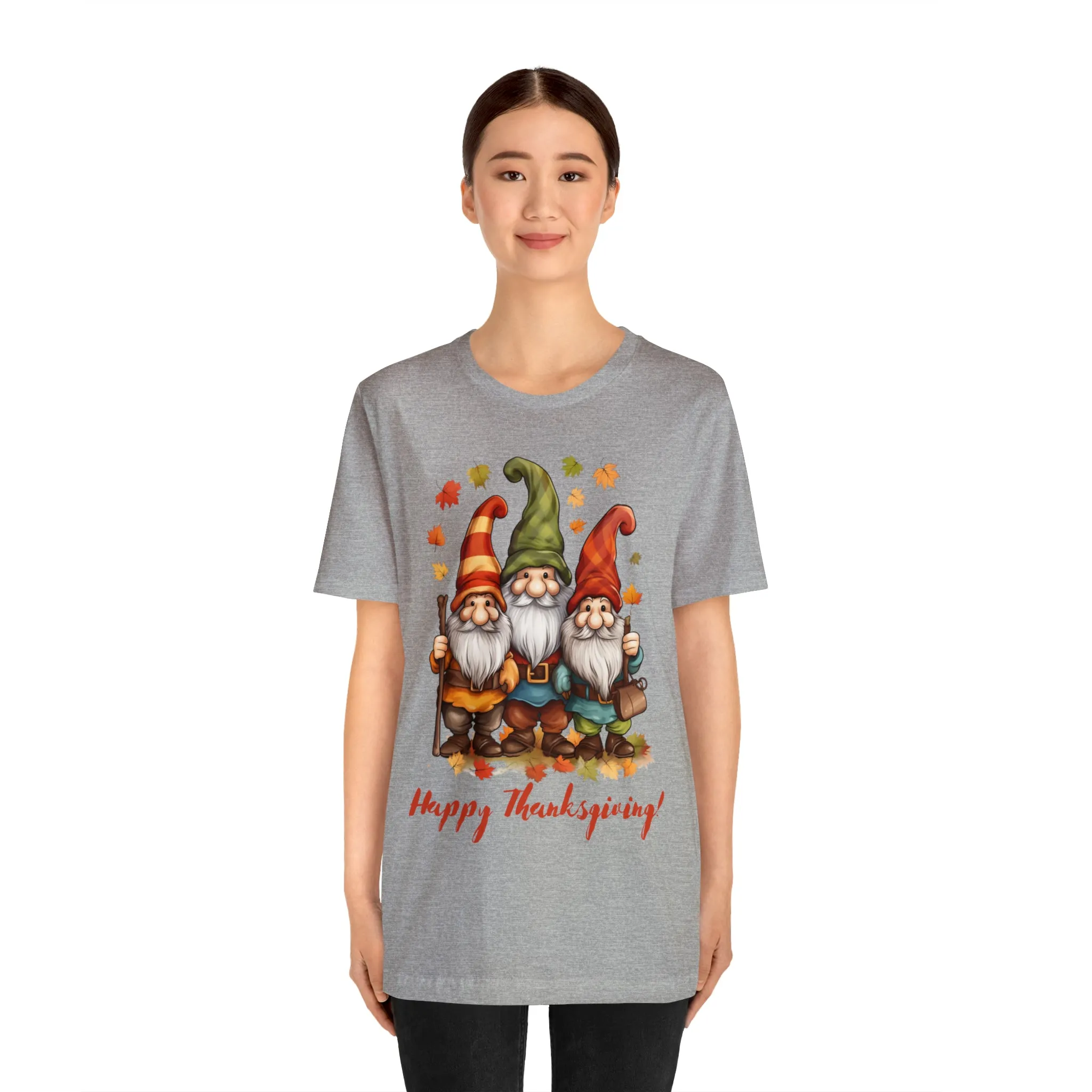 Happy Thanksgiving Gnomes T-Shirt | Fall Happy Gnomes Tee |  Bella Canvas 3001 Unisex |  Thanksgiving Season Short Sleeve Tshirt