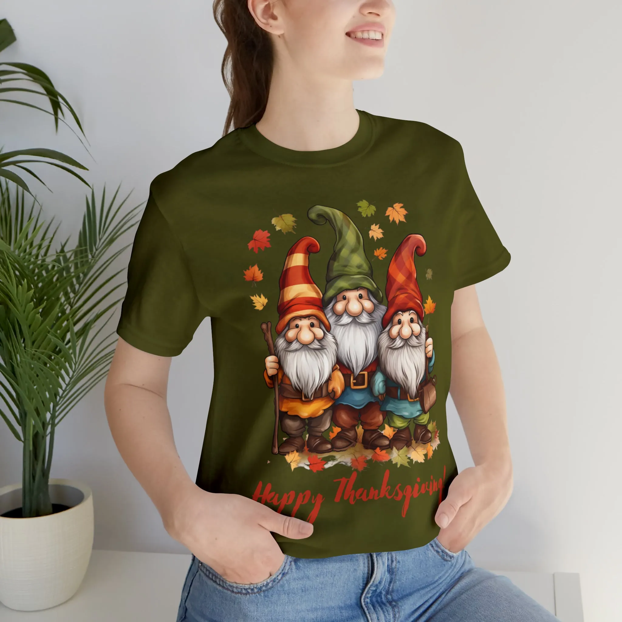 Happy Thanksgiving Gnomes T-Shirt | Fall Happy Gnomes Tee |  Bella Canvas 3001 Unisex |  Thanksgiving Season Short Sleeve Tshirt