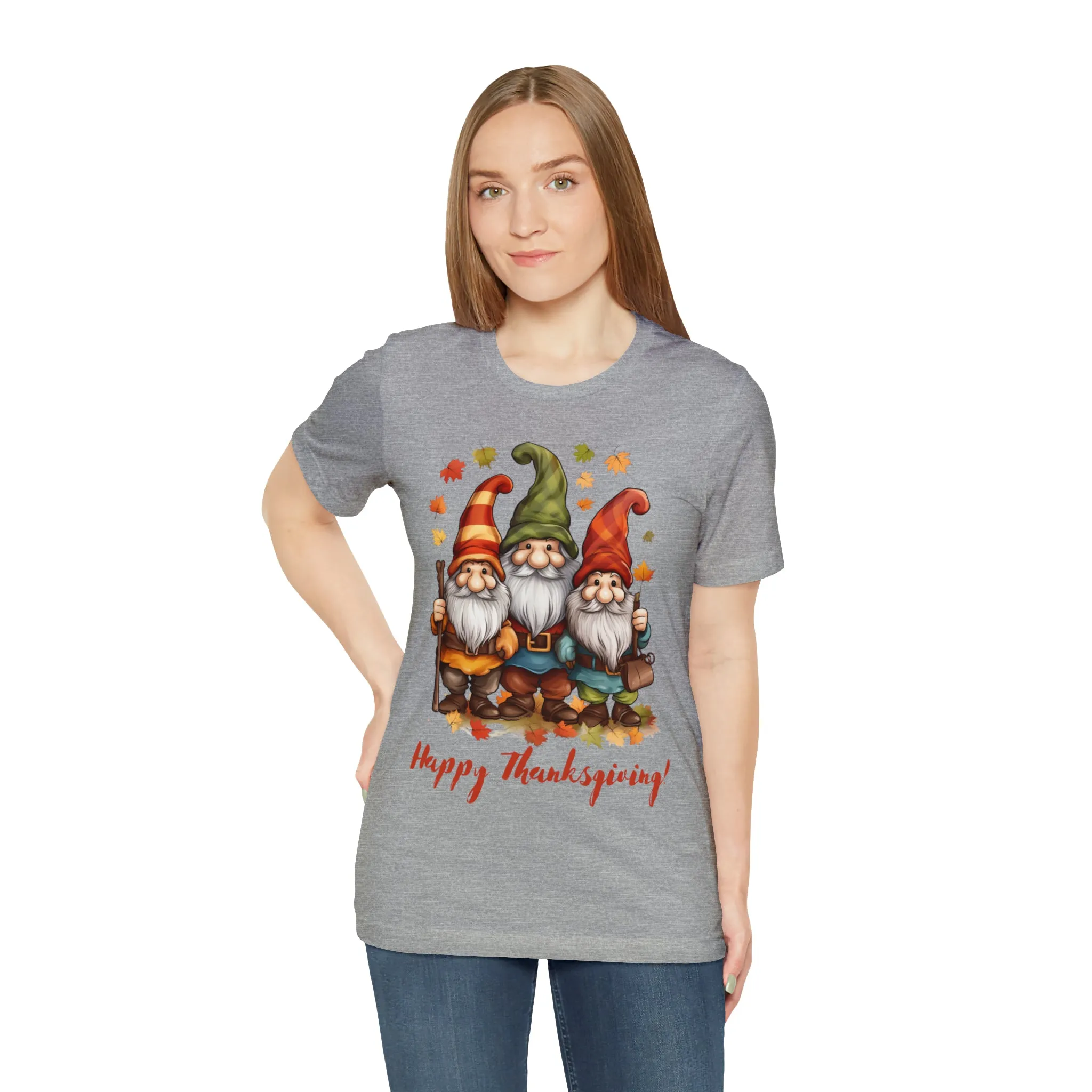 Happy Thanksgiving Gnomes T-Shirt | Fall Happy Gnomes Tee |  Bella Canvas 3001 Unisex |  Thanksgiving Season Short Sleeve Tshirt