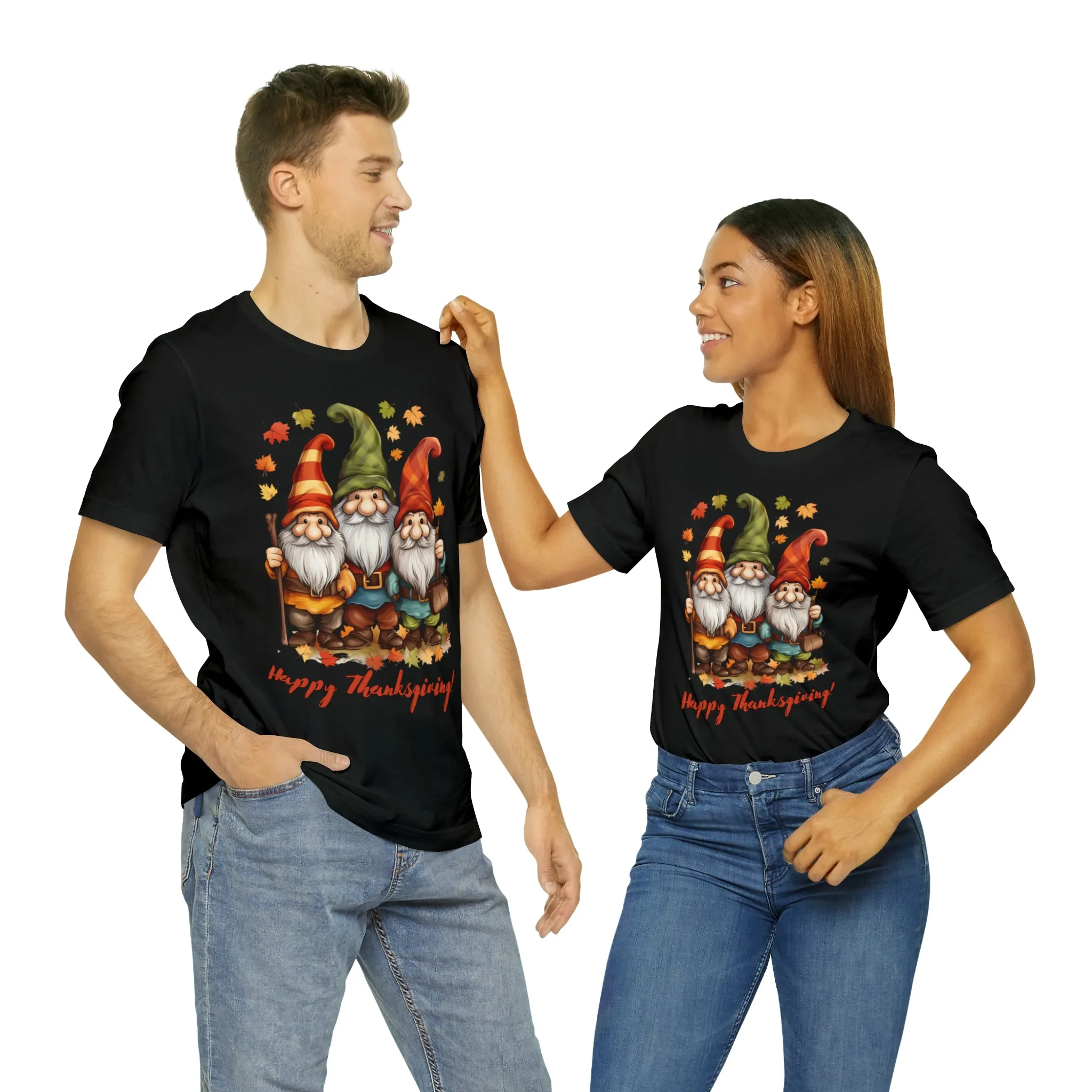 Happy Thanksgiving Gnomes T-Shirt | Fall Happy Gnomes Tee |  Bella Canvas 3001 Unisex |  Thanksgiving Season Short Sleeve Tshirt