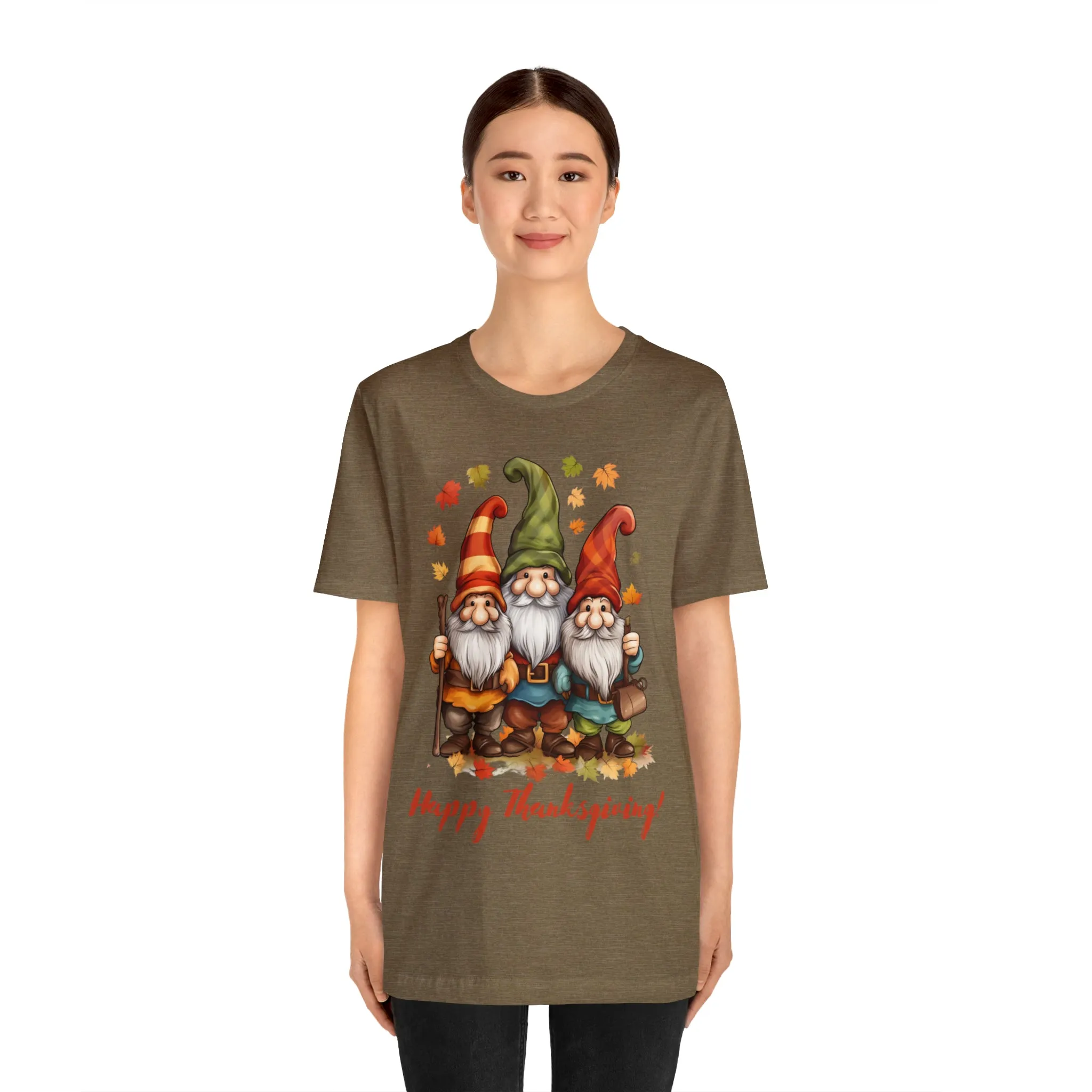 Happy Thanksgiving Gnomes T-Shirt | Fall Happy Gnomes Tee |  Bella Canvas 3001 Unisex |  Thanksgiving Season Short Sleeve Tshirt