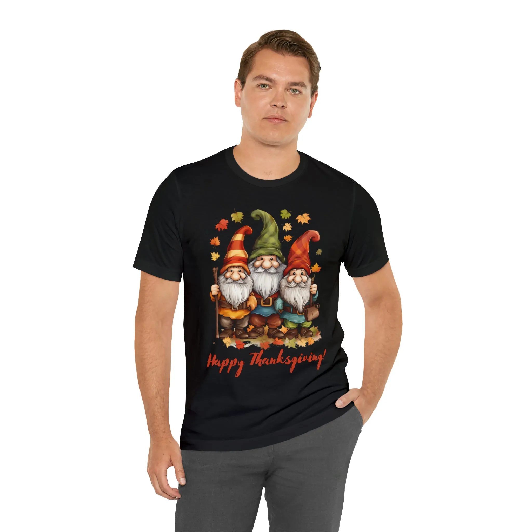 Happy Thanksgiving Gnomes T-Shirt | Fall Happy Gnomes Tee |  Bella Canvas 3001 Unisex |  Thanksgiving Season Short Sleeve Tshirt