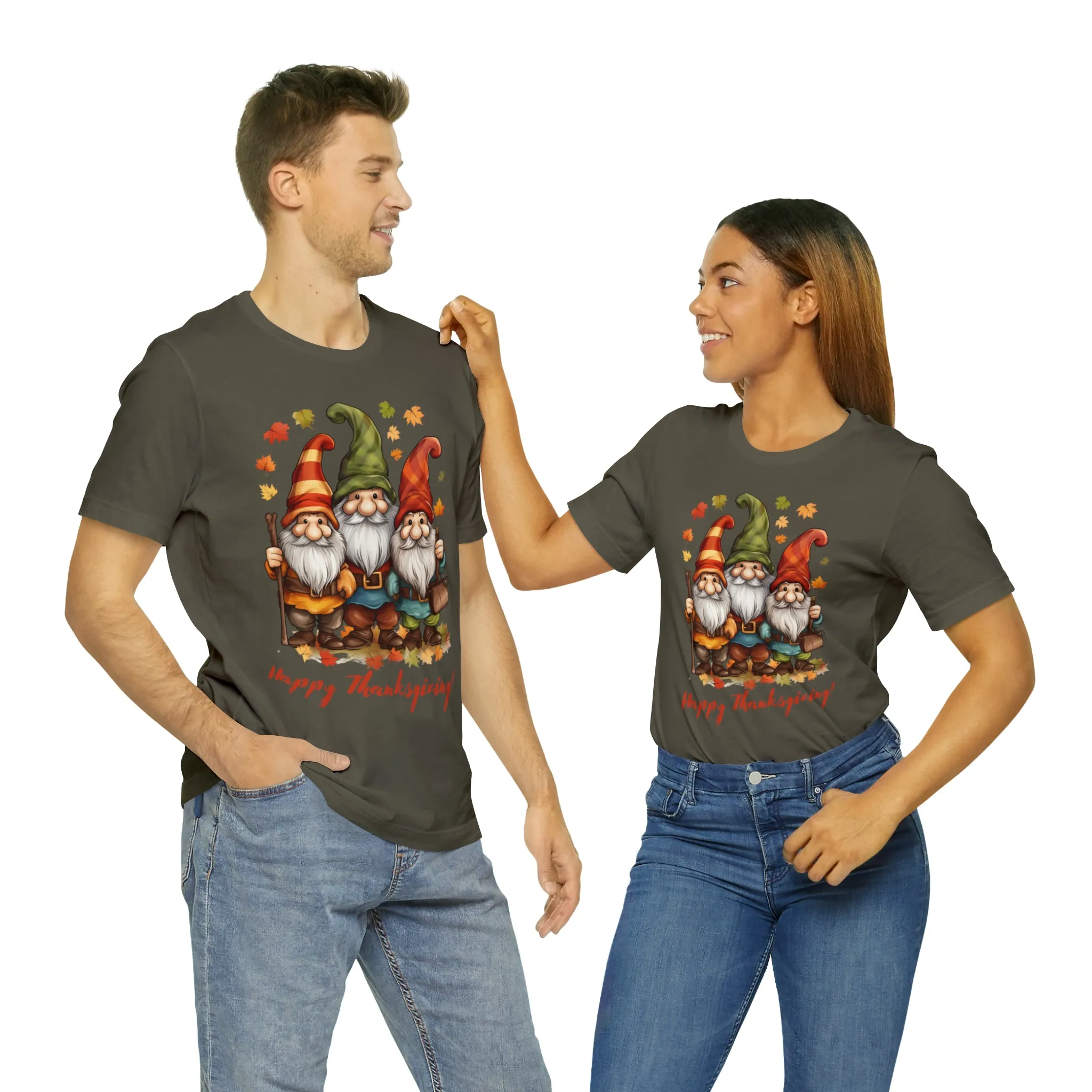Happy Thanksgiving Gnomes T-Shirt | Fall Happy Gnomes Tee |  Bella Canvas 3001 Unisex |  Thanksgiving Season Short Sleeve Tshirt