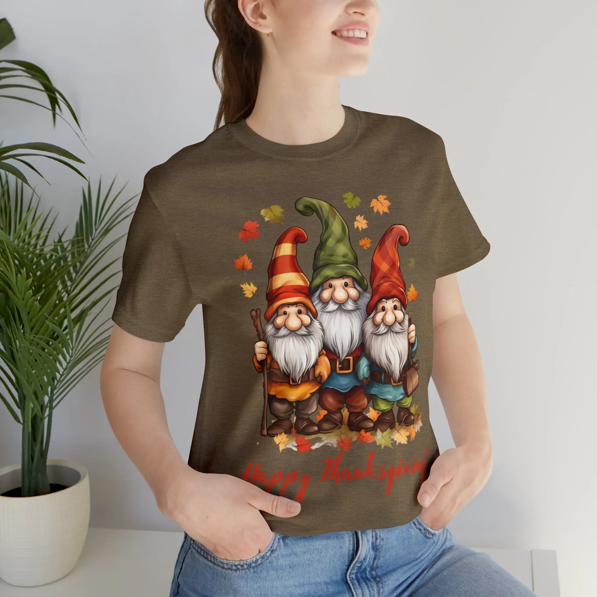 Happy Thanksgiving Gnomes T-Shirt | Fall Happy Gnomes Tee |  Bella Canvas 3001 Unisex |  Thanksgiving Season Short Sleeve Tshirt