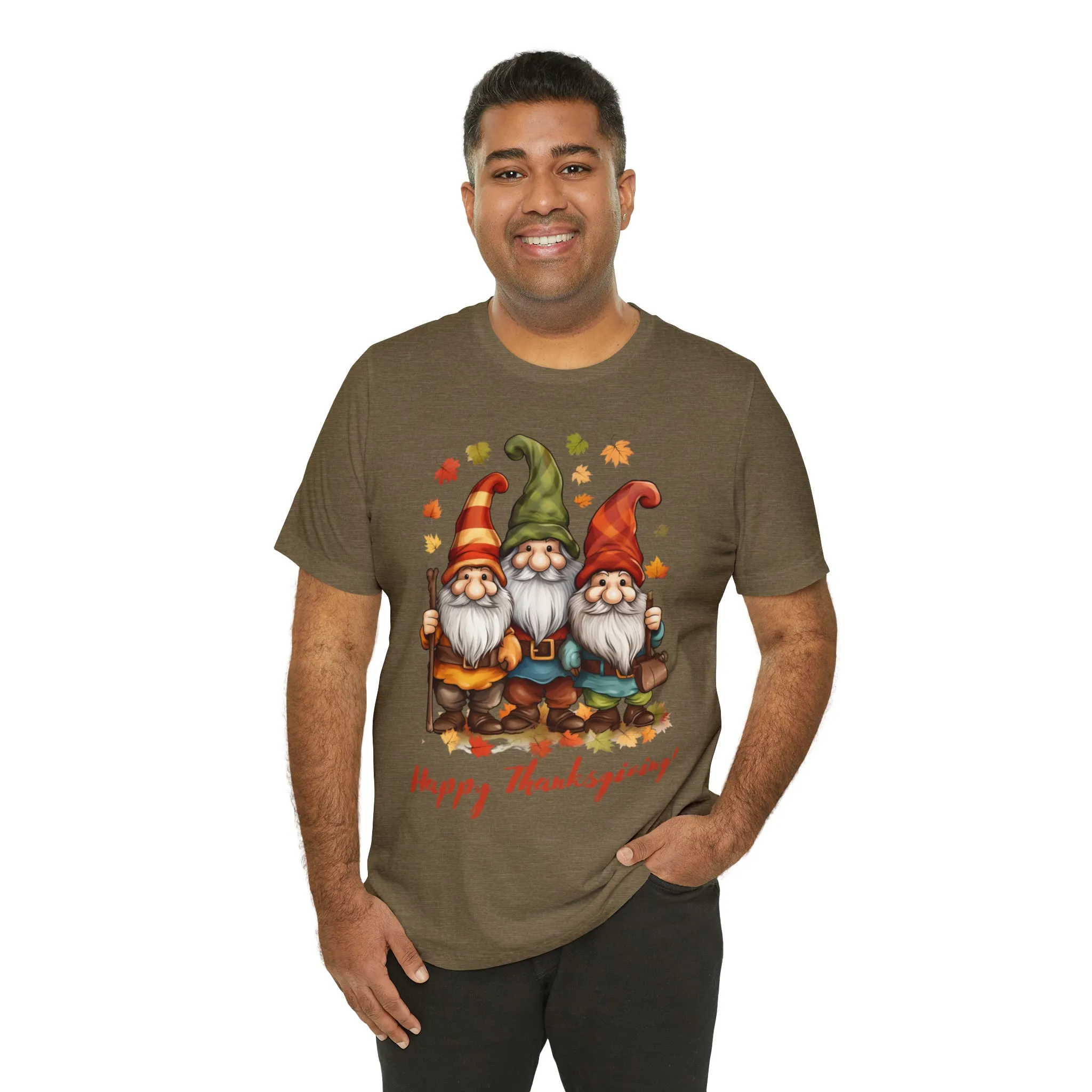 Happy Thanksgiving Gnomes T-Shirt | Fall Happy Gnomes Tee |  Bella Canvas 3001 Unisex |  Thanksgiving Season Short Sleeve Tshirt