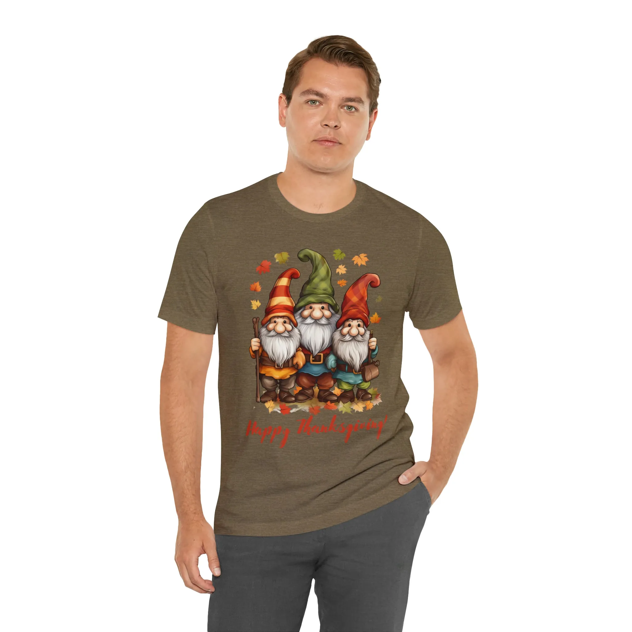 Happy Thanksgiving Gnomes T-Shirt | Fall Happy Gnomes Tee |  Bella Canvas 3001 Unisex |  Thanksgiving Season Short Sleeve Tshirt