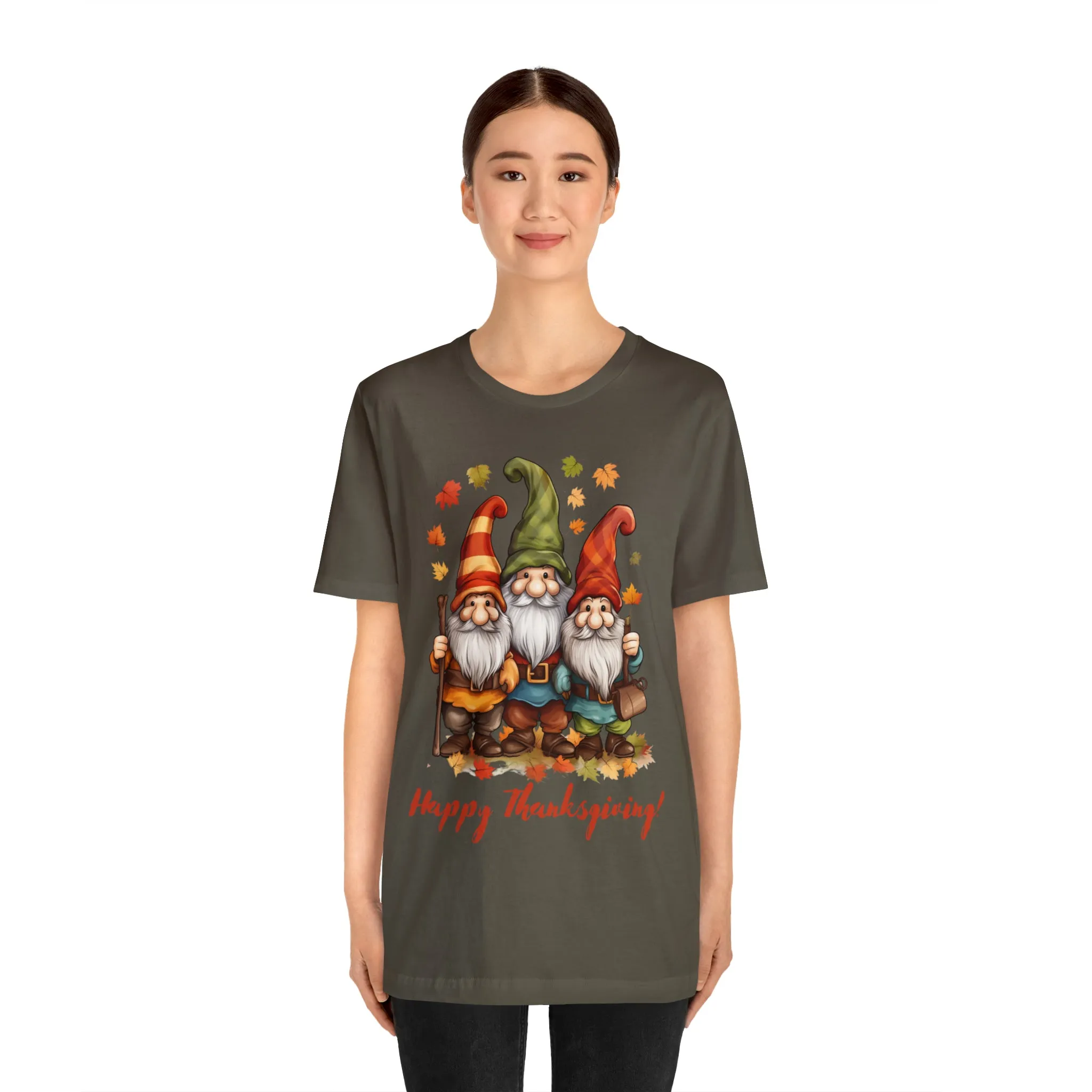 Happy Thanksgiving Gnomes T-Shirt | Fall Happy Gnomes Tee |  Bella Canvas 3001 Unisex |  Thanksgiving Season Short Sleeve Tshirt