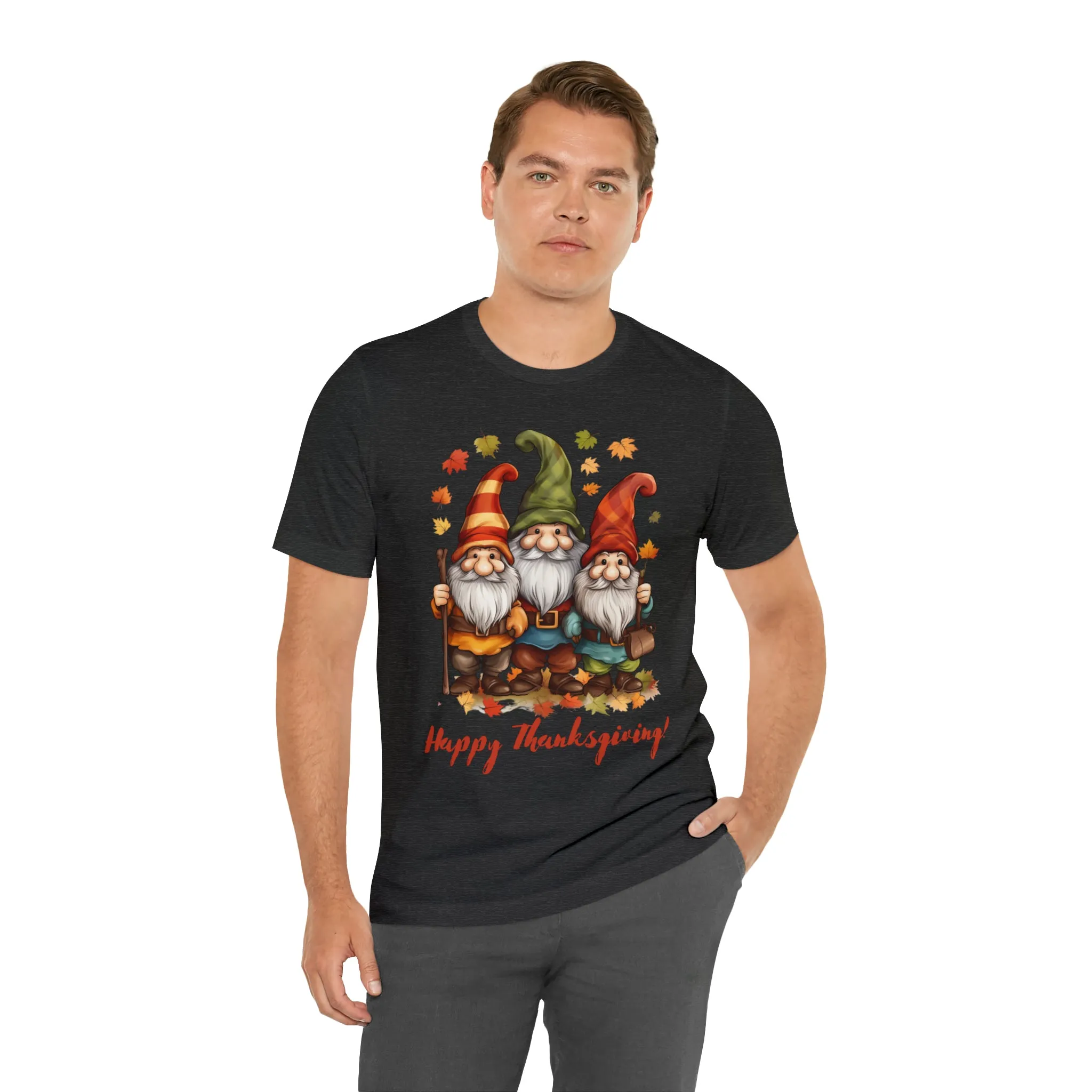 Happy Thanksgiving Gnomes T-Shirt | Fall Happy Gnomes Tee |  Bella Canvas 3001 Unisex |  Thanksgiving Season Short Sleeve Tshirt