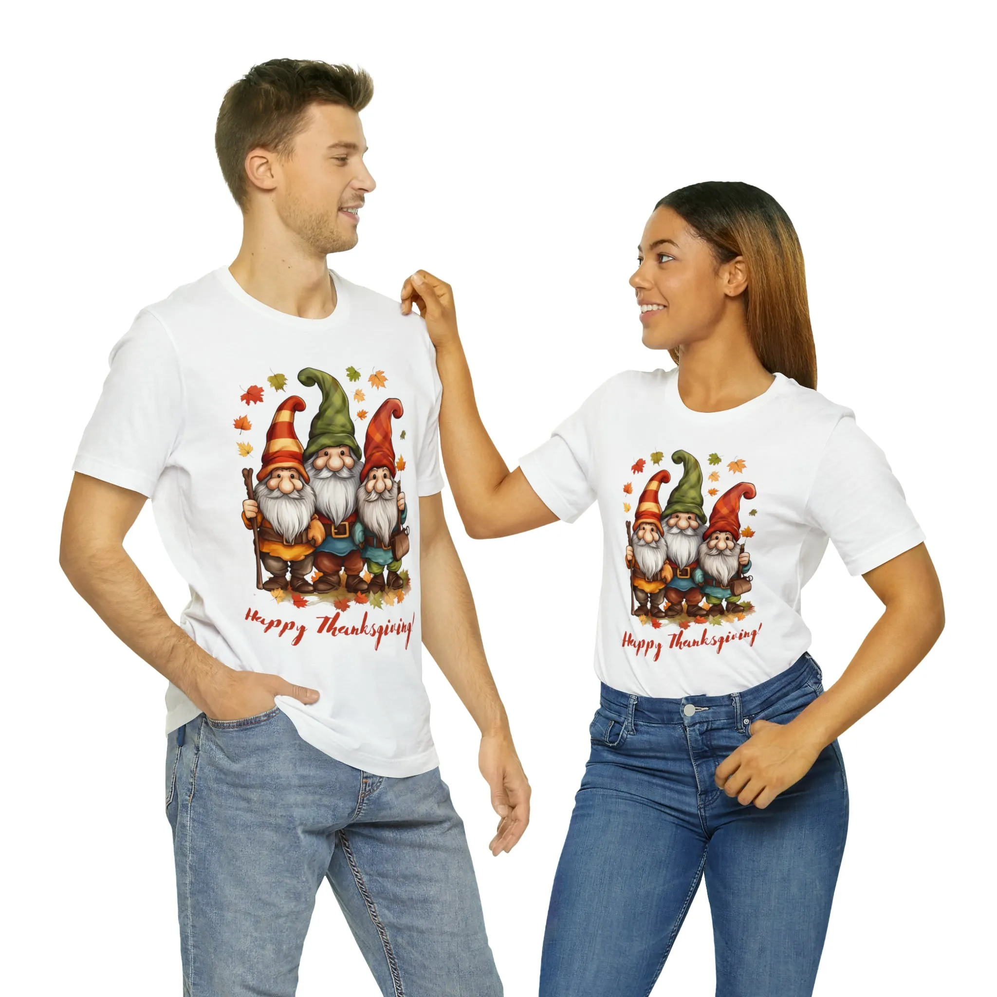 Happy Thanksgiving Gnomes T-Shirt | Fall Happy Gnomes Tee |  Bella Canvas 3001 Unisex |  Thanksgiving Season Short Sleeve Tshirt
