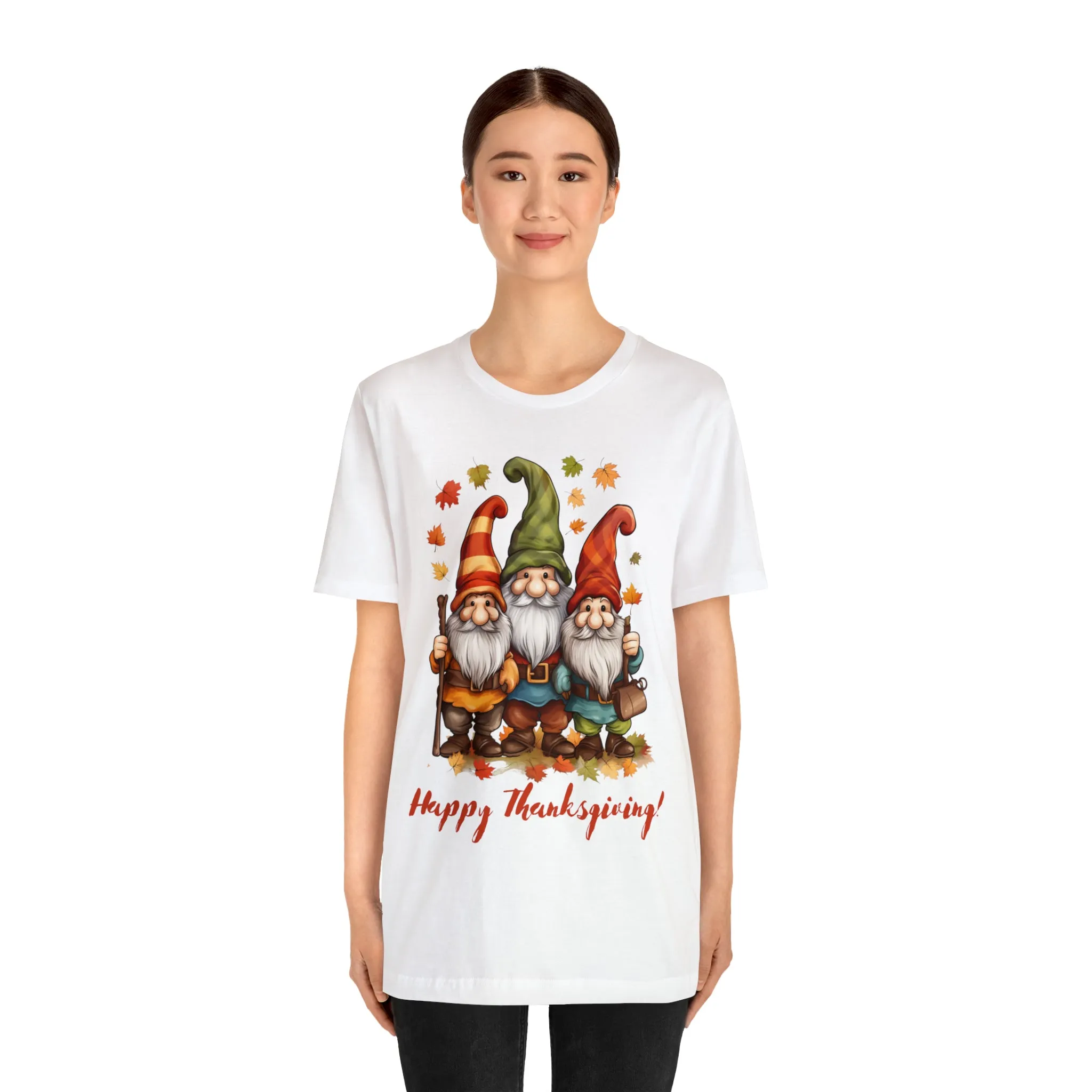 Happy Thanksgiving Gnomes T-Shirt | Fall Happy Gnomes Tee |  Bella Canvas 3001 Unisex |  Thanksgiving Season Short Sleeve Tshirt