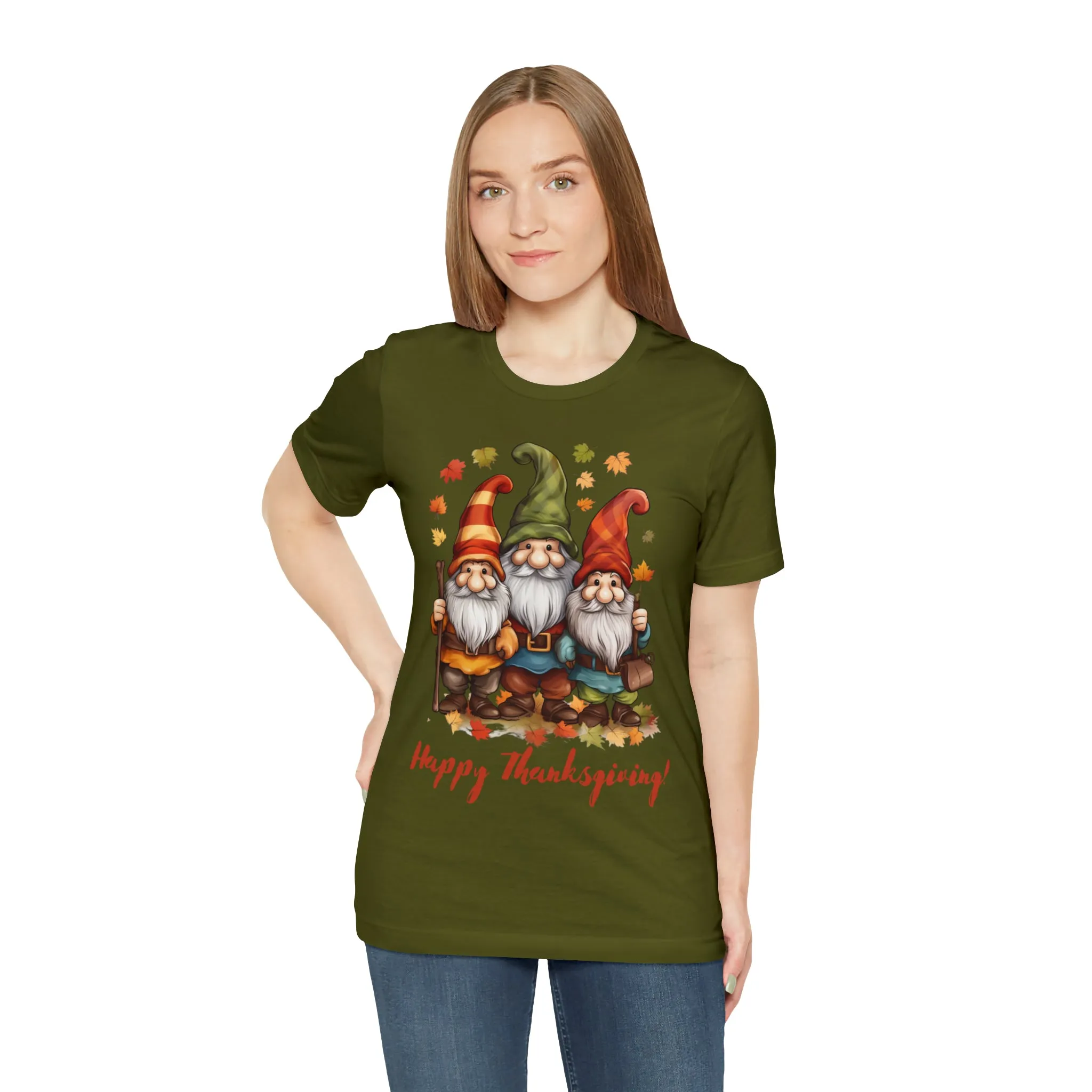 Happy Thanksgiving Gnomes T-Shirt | Fall Happy Gnomes Tee |  Bella Canvas 3001 Unisex |  Thanksgiving Season Short Sleeve Tshirt
