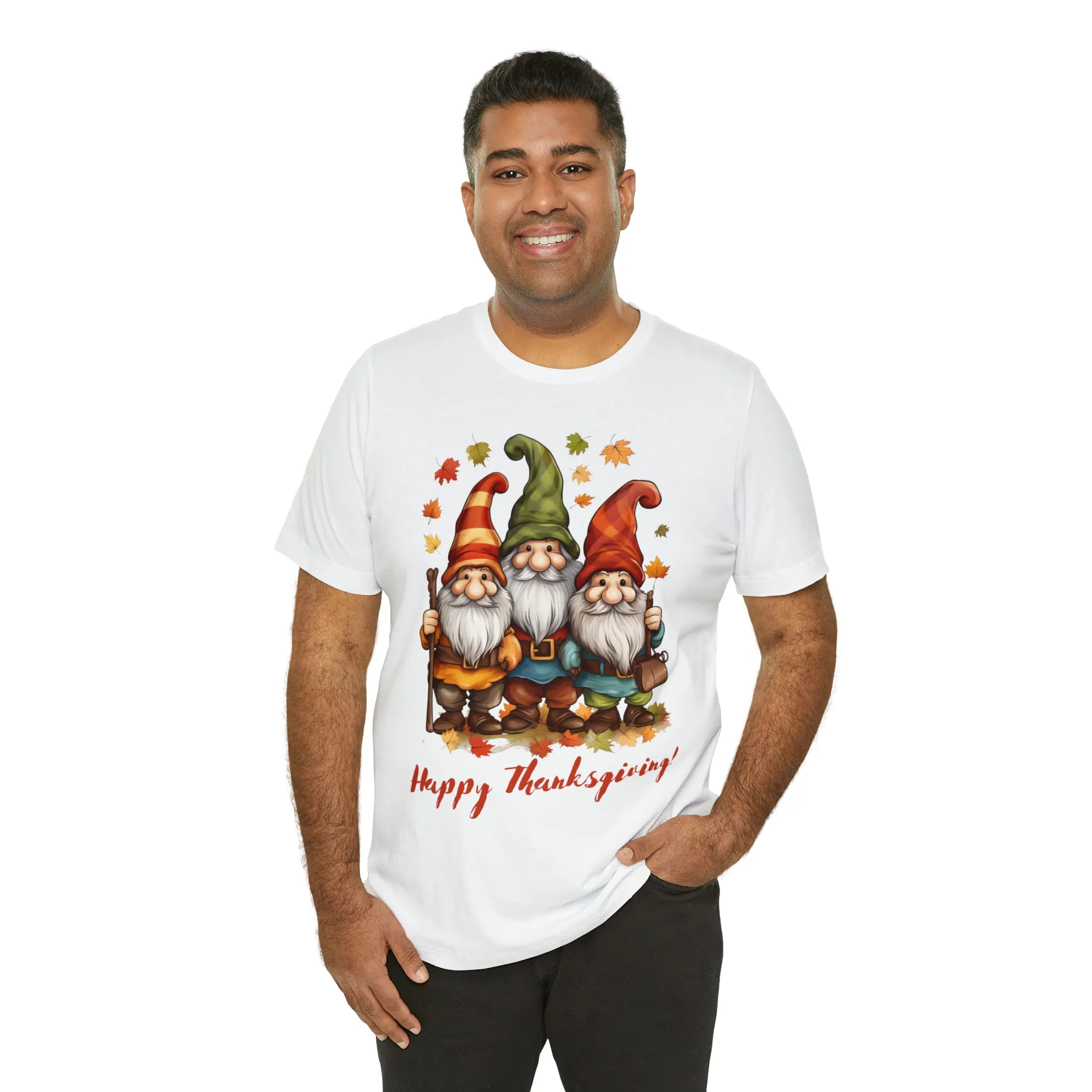 Happy Thanksgiving Gnomes T-Shirt | Fall Happy Gnomes Tee |  Bella Canvas 3001 Unisex |  Thanksgiving Season Short Sleeve Tshirt