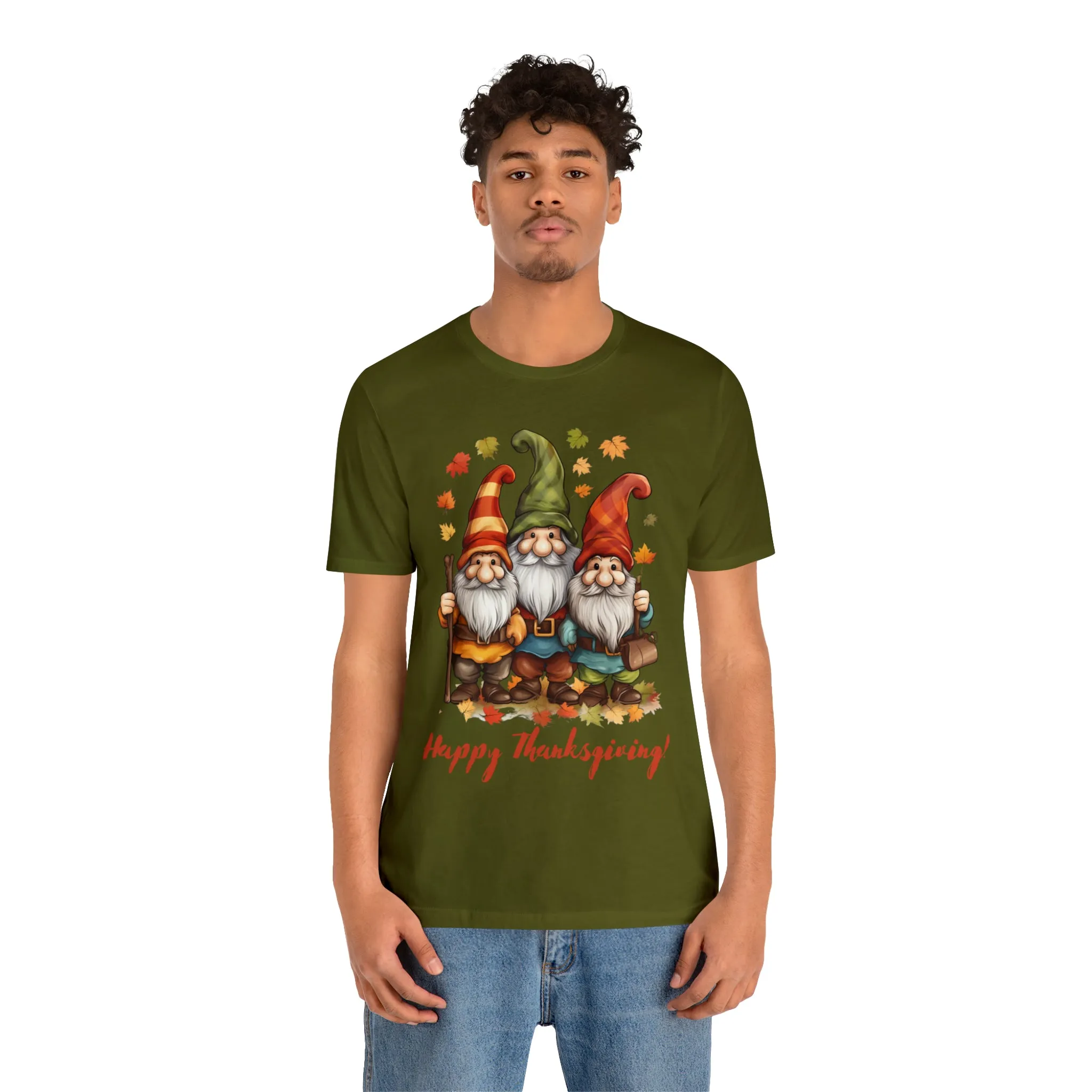 Happy Thanksgiving Gnomes T-Shirt | Fall Happy Gnomes Tee |  Bella Canvas 3001 Unisex |  Thanksgiving Season Short Sleeve Tshirt