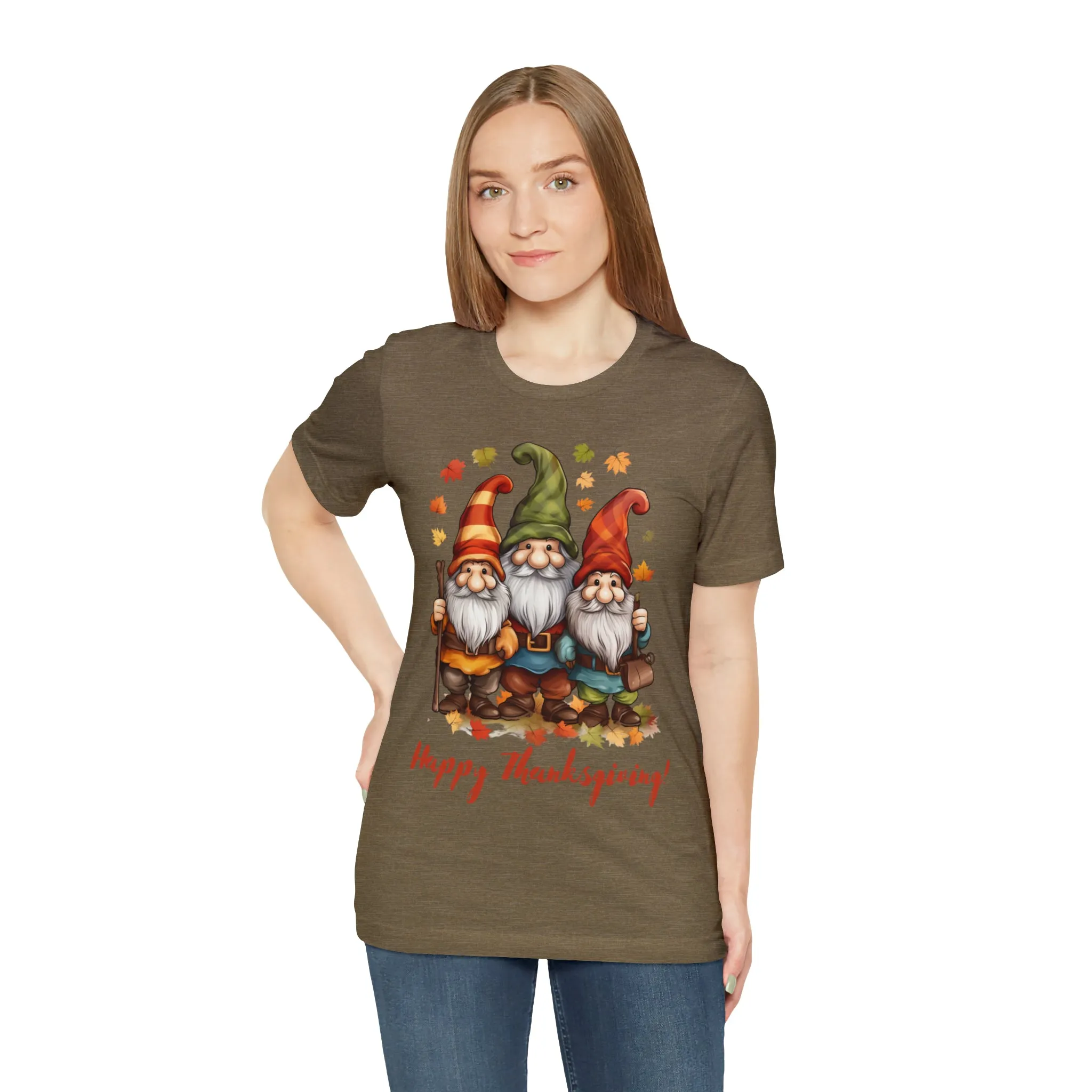 Happy Thanksgiving Gnomes T-Shirt | Fall Happy Gnomes Tee |  Bella Canvas 3001 Unisex |  Thanksgiving Season Short Sleeve Tshirt