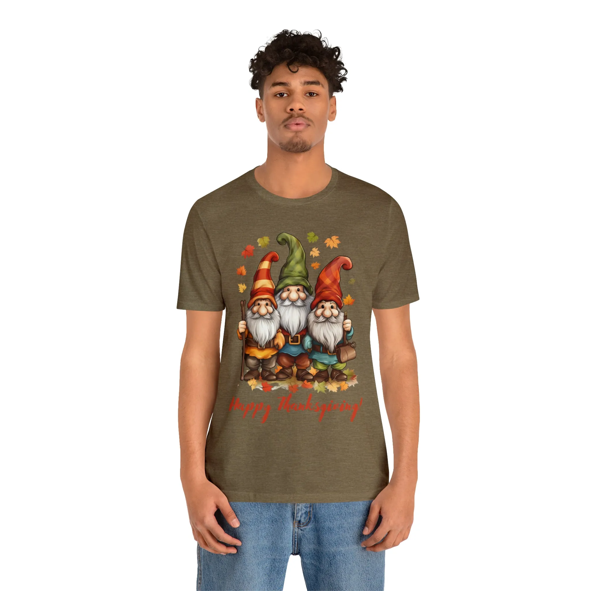 Happy Thanksgiving Gnomes T-Shirt | Fall Happy Gnomes Tee |  Bella Canvas 3001 Unisex |  Thanksgiving Season Short Sleeve Tshirt