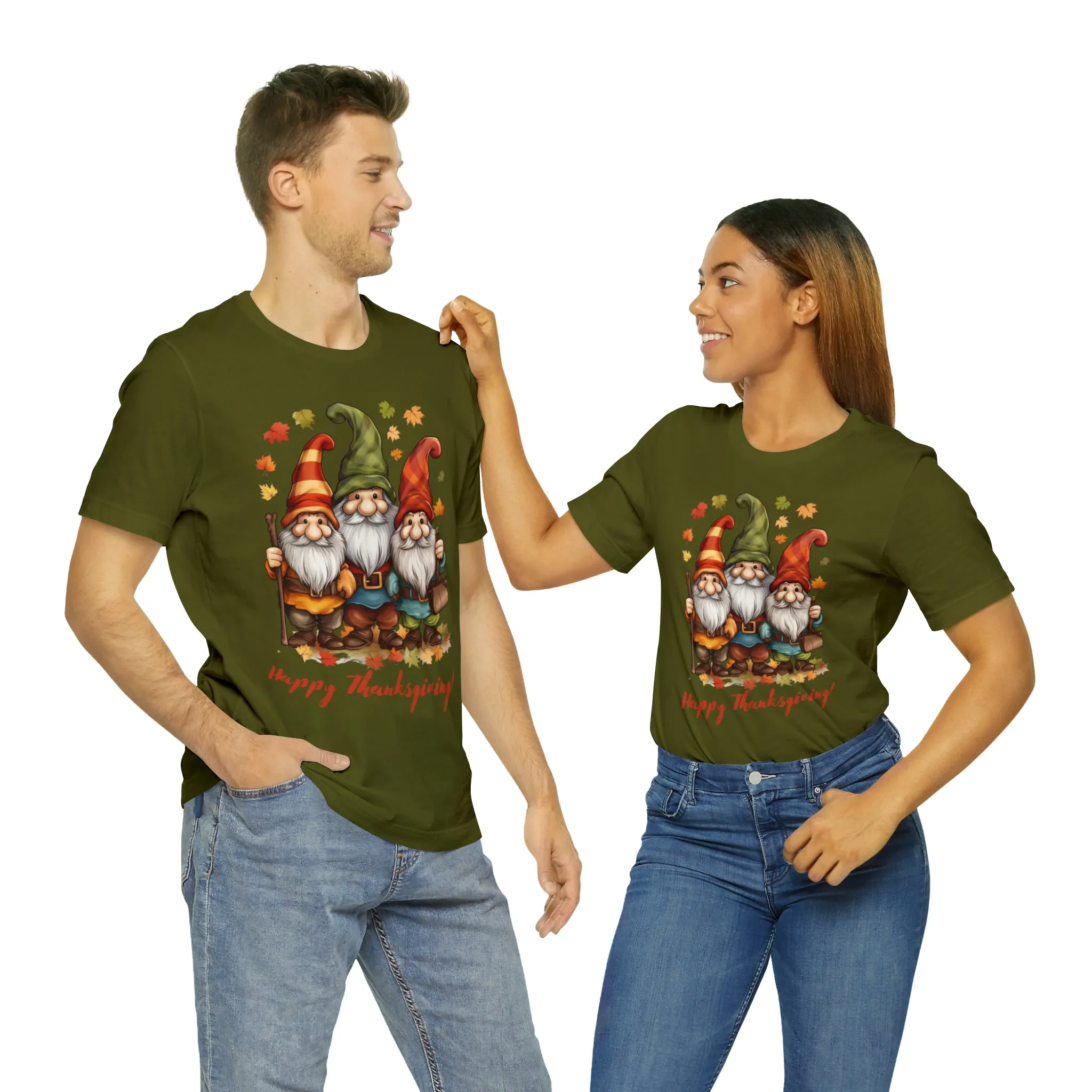 Happy Thanksgiving Gnomes T-Shirt | Fall Happy Gnomes Tee |  Bella Canvas 3001 Unisex |  Thanksgiving Season Short Sleeve Tshirt