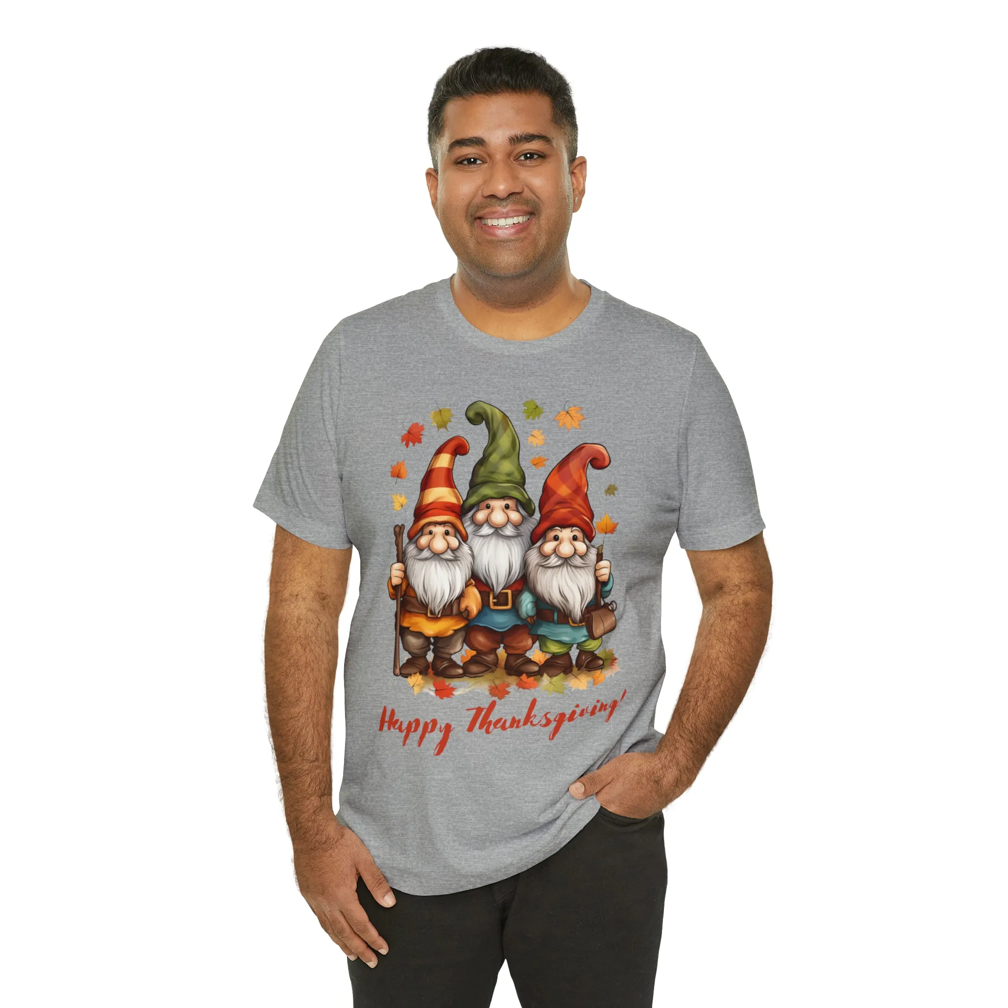 Happy Thanksgiving Gnomes T-Shirt | Fall Happy Gnomes Tee |  Bella Canvas 3001 Unisex |  Thanksgiving Season Short Sleeve Tshirt