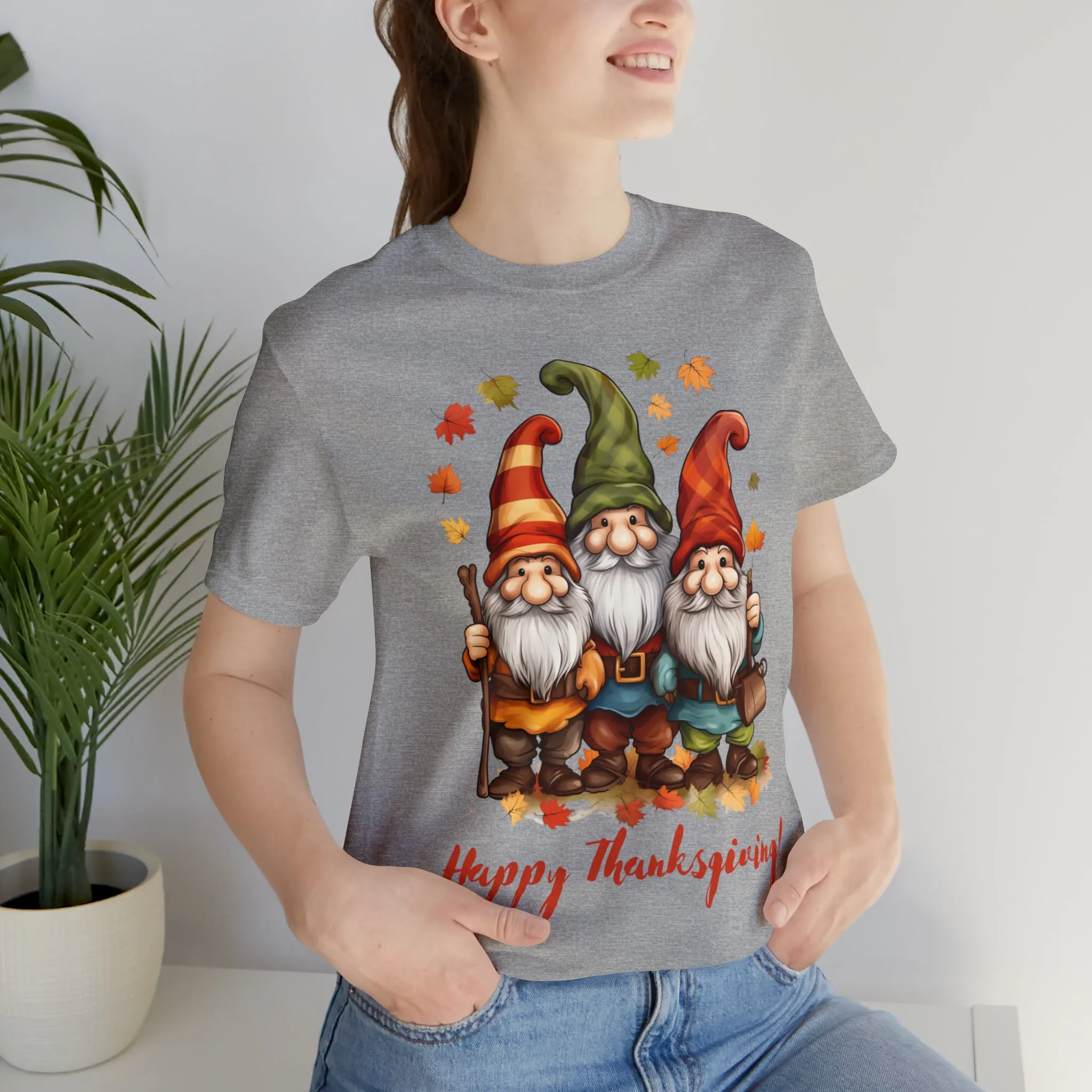 Happy Thanksgiving Gnomes T-Shirt | Fall Happy Gnomes Tee |  Bella Canvas 3001 Unisex |  Thanksgiving Season Short Sleeve Tshirt